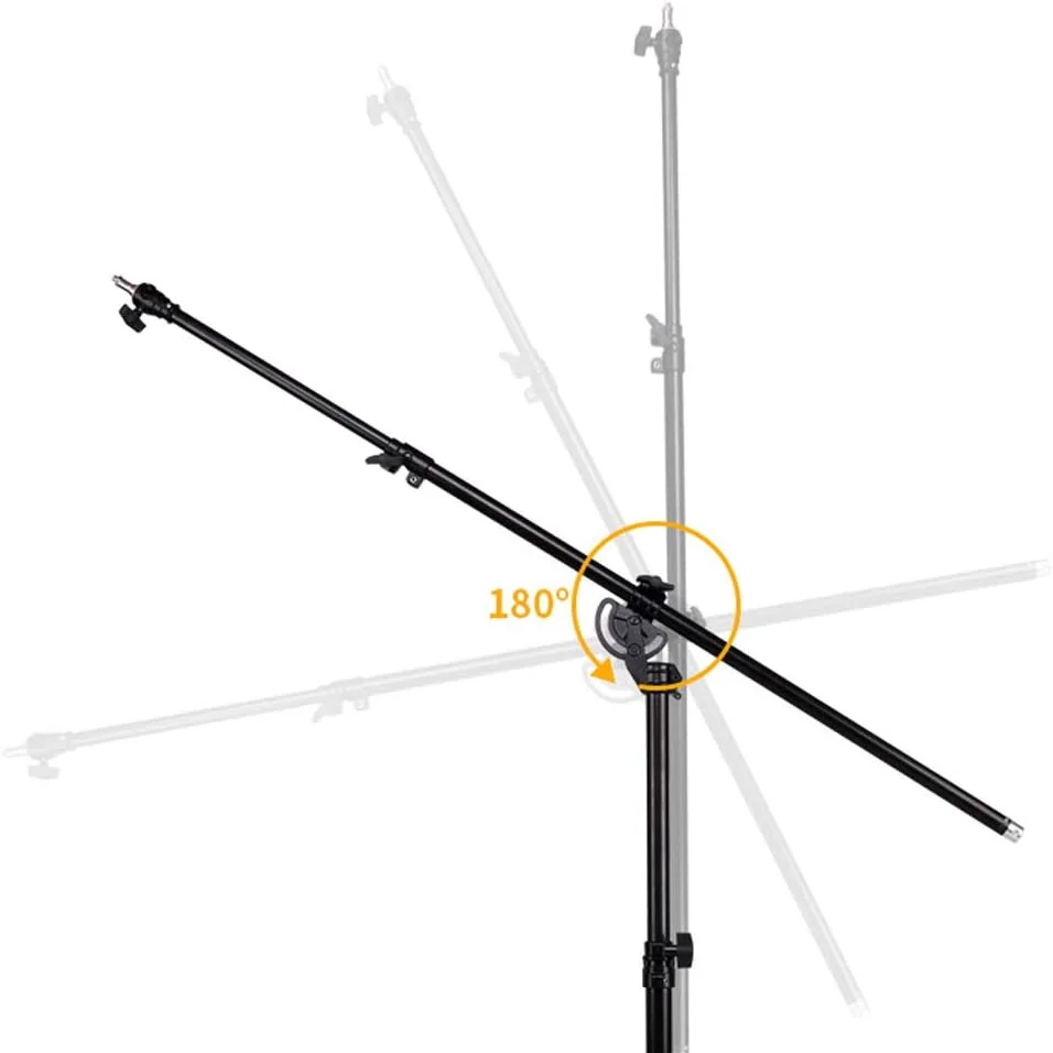 پایه نور استودیویی قابل تنظیم دو طرفه حداکثر 400 سانتی متر با بازوی بوم 190 سانتی متری و کیسه شن، سه پایه چرخان آلیاژ آلومینیوم برای عکاسی استودیویی در فضای باز، پرتره، ویدیو