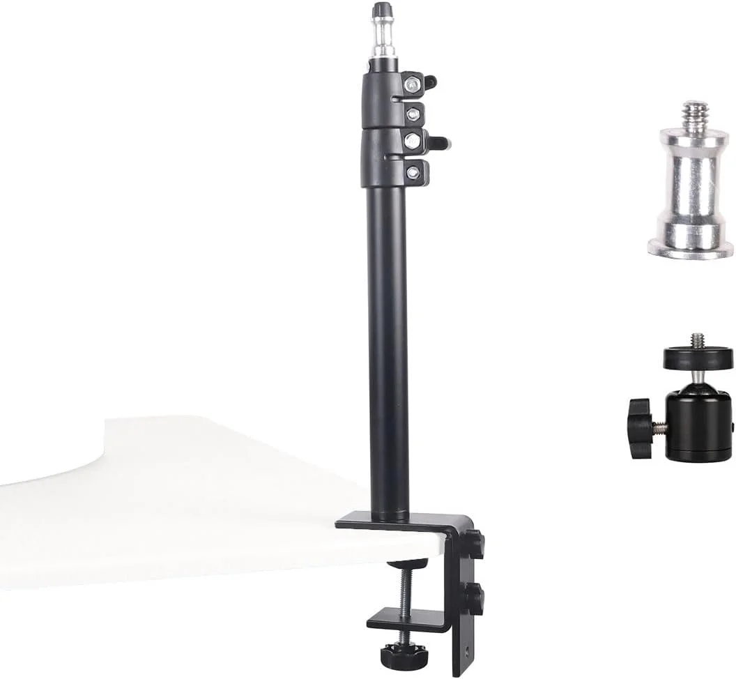 پایه رومیزی نگهدارنده دوربین - پایه نور با قابلیت تنظیم ارتفاع و زاویه چرخش 360 درجه، آلومینیومی سبک وزن برای پخش زنده، کنفرانس ویدیویی | ایده آل برای تولیدکنندگان محتوا، عکاسان