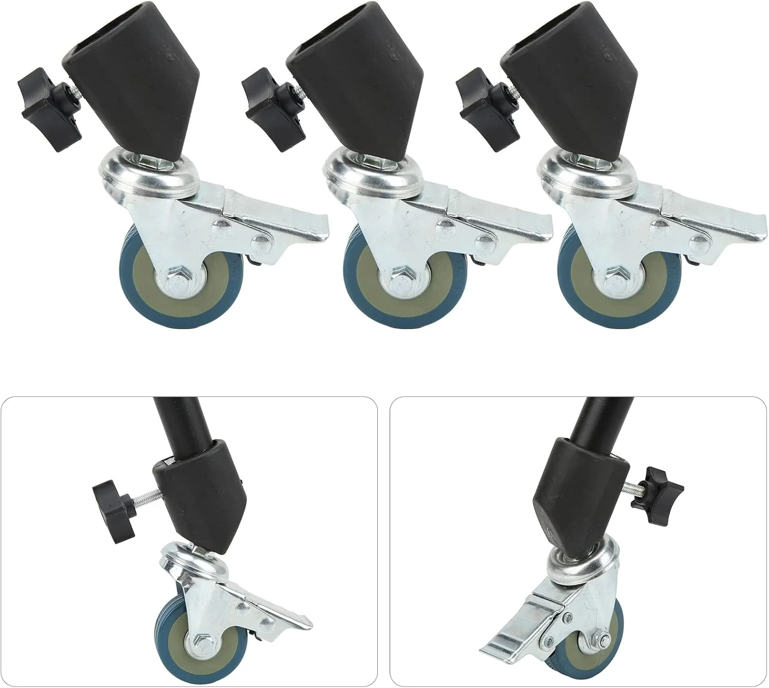 چرخ های پایه نور 3 عددی، واشر فلزی، قطر 22 میلی متر، تثبیت دوگانه، برای سه پایه های عکاسی C پایه چرخ های پایه نور 3 عددی، واشر فلزی، قطر 22 میلی متر، تثبیت دوگانه، برای سه پایه های عکاسی C پایه