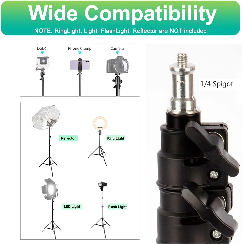 پایه نورپردازی عکاسی 200 سانتی متری، سه پایه مسافرتی آلومینیومی، استودیویی سبک وزن قابل تنظیم با پیچ 1/4 اینچی، تحمل وزن 3 کیلوگرم، برای نور حلقه ای، فلاش، سافت باکس، پادکست، چتر، رفلکتور و پس زمینه پایه نورپردازی عکاسی 200 سانتی متری، سه پایه مسافرتی آلومینیومی، استودیویی سبک وزن قابل تنظیم با پیچ 1/4 اینچی، تحمل وزن 3 کیلوگرم، برای نور حلقه ای، فلاش، سافت باکس، پادکست، چتر، رفلکتور و پس زمینه