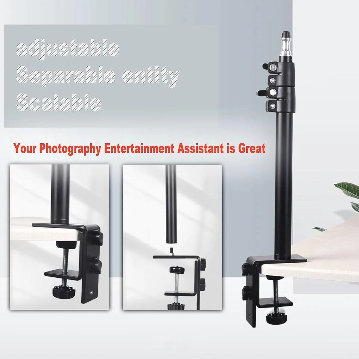 پایه رومیزی نگهدارنده دوربین - پایه نور با قابلیت تنظیم ارتفاع و زاویه چرخش 360 درجه، آلومینیومی سبک وزن برای پخش زنده، کنفرانس ویدیویی | ایده آل برای تولیدکنندگان محتوا، عکاسان