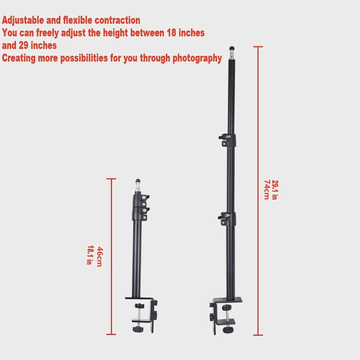 پایه رومیزی نگهدارنده دوربین - پایه نور با قابلیت تنظیم ارتفاع و زاویه چرخش 360 درجه، آلومینیومی سبک وزن برای پخش زنده، کنفرانس ویدیویی | ایده آل برای تولیدکنندگان محتوا، عکاسان