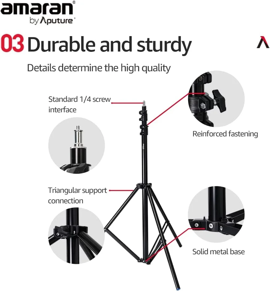 پایه نور آپوچر - سه پایه سبک وزن - طراحی آلومینیومی ضخیم با بالشتک پنوماتیک، 2.8 متر پایه نور آپوچر - سه پایه سبک وزن - طراحی آلومینیومی ضخیم با بالشتک پنوماتیک، 2.8 متر