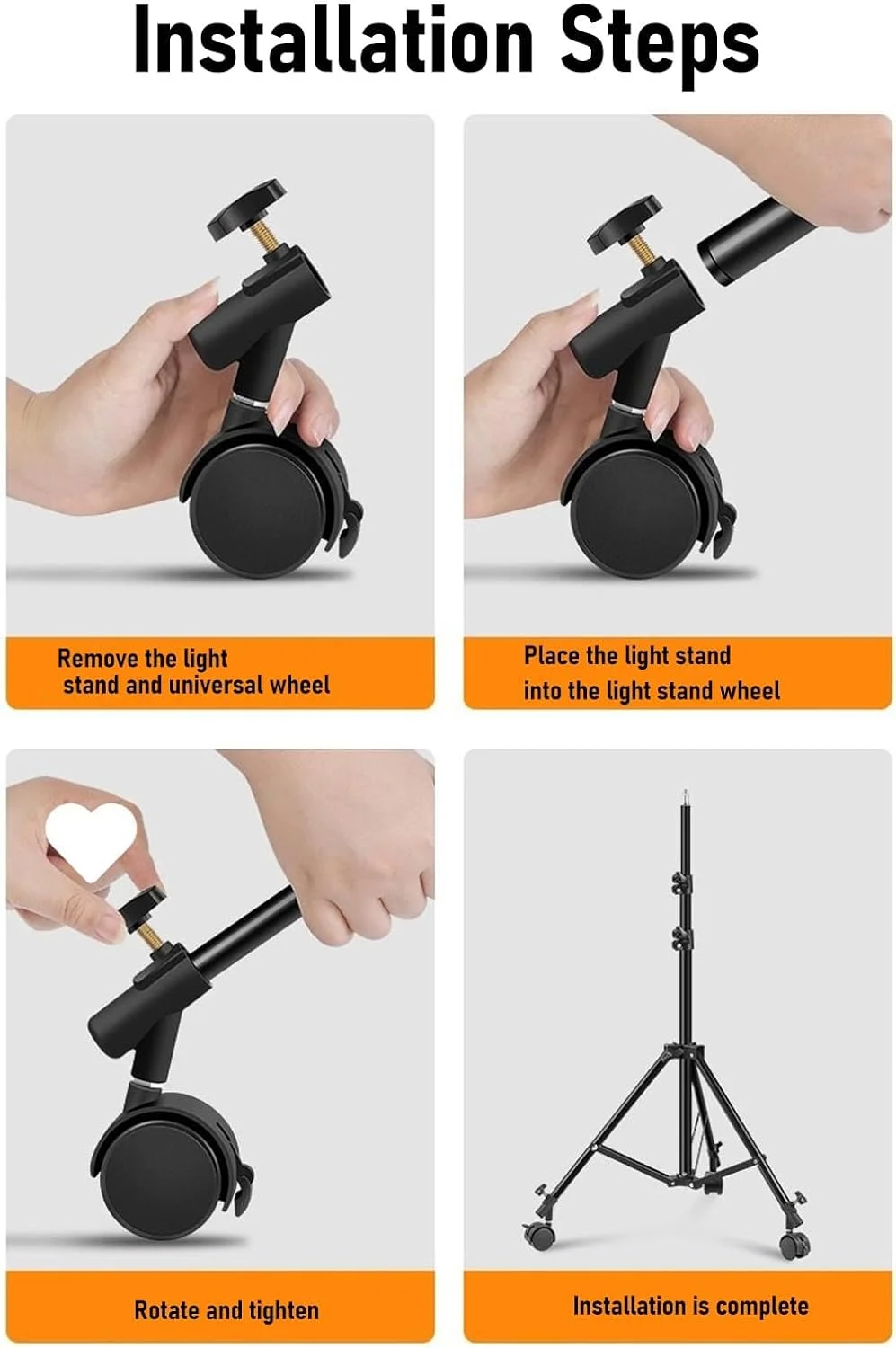 پایه نور عکاسی ASHATA، 3 چرخ جهانی با عملکرد ترمز، 3 بخش قابل افزایش تا 2.1 متر، طراحی تاشو یک تکه، با آداپتور پیچ 1/4 برای پخش زنده