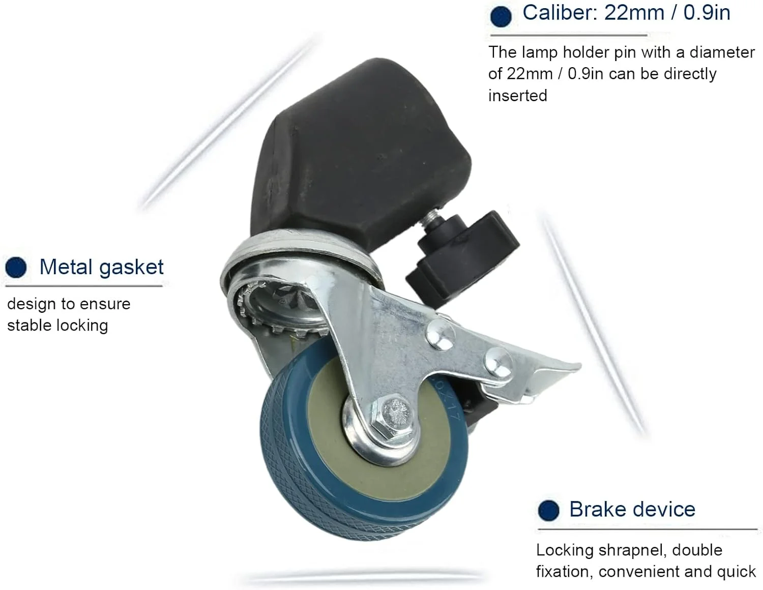 ست چرخهای گردان حرفهای برای پایه نور عکاسی، استودیو، فیلمبرداری، 3 عدد چرخ قفلدار 22 میلیمتری با چرخش جهانی و ترمز ست چرخهای گردان حرفهای برای پایه نور عکاسی، استودیو، فیلمبرداری، 3 عدد چرخ قفلدار 22 میلیمتری با چرخش جهانی و ترمز