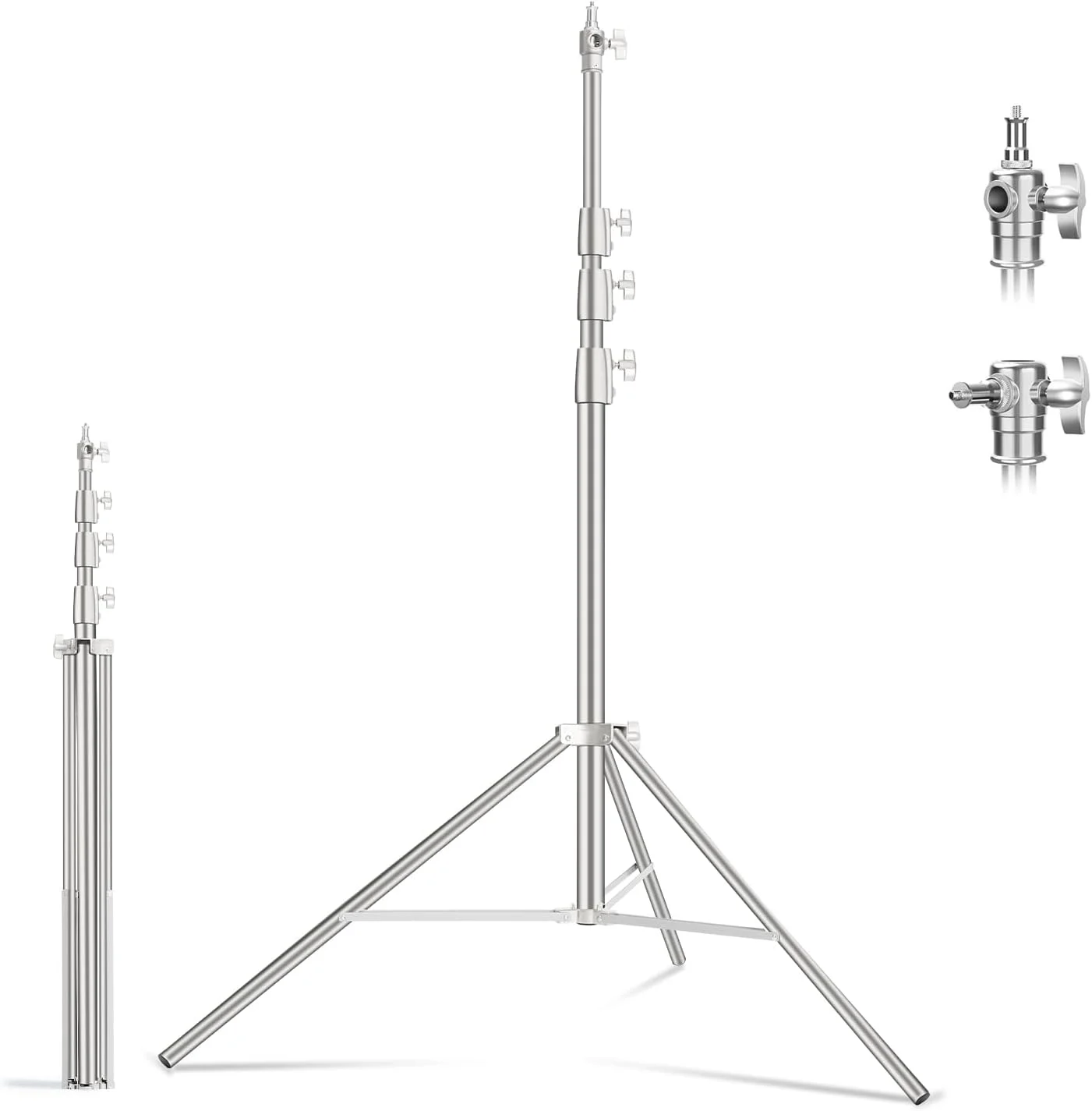 پایه سه پایه 4 متری استیل آمبیتفول با کمک فنر، سه پایه محکم با آداپتور جهانی 1/4 اینچ به 3/8 اینچ، پایه قابل تنظیم برای عکاسی استودیویی پرتره