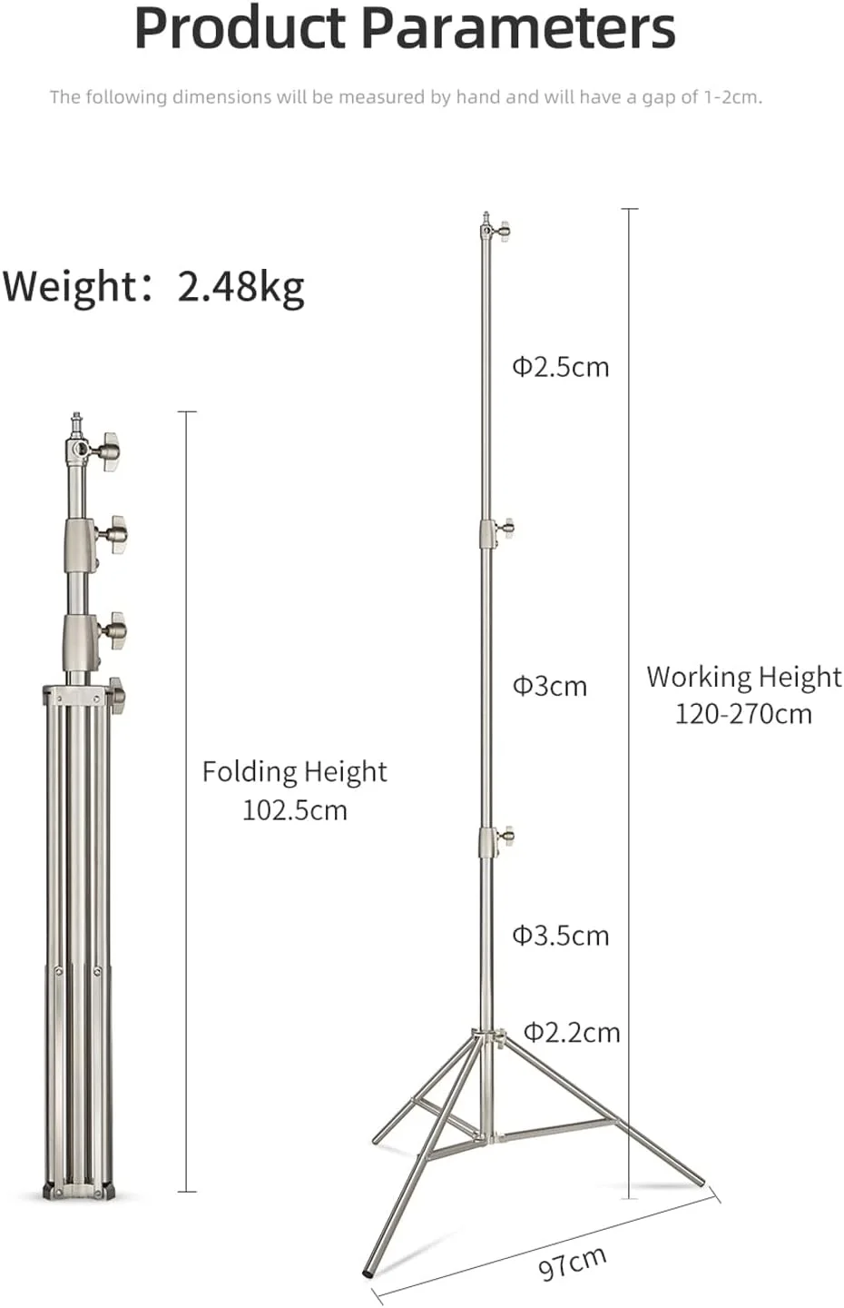 پایه نور استودیویی استیل آمبیتفول 280 سانتی متری مناسب برای عکاسی استودیویی، ویدئو، پرتره و عکاسی از محصول (2 عدد) پایه نور استودیویی استیل آمبیتفول 280 سانتی متری مناسب برای عکاسی استودیویی، ویدئو، پرتره و عکاسی از محصول (2 عدد)