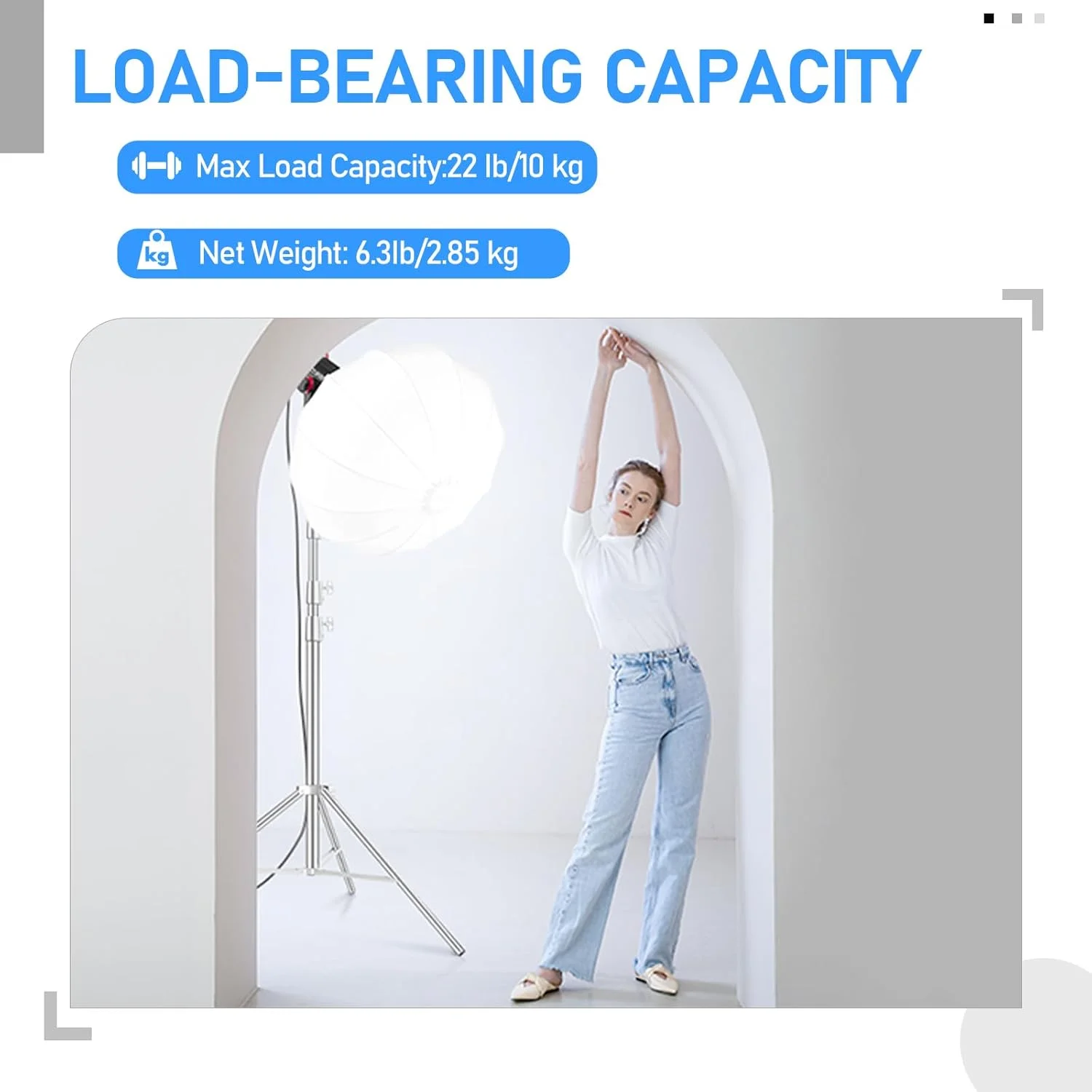 پایه سه پایه 4 متری استیل آمبیتفول با کمک فنر، سه پایه محکم با آداپتور جهانی 1/4 اینچ به 3/8 اینچ، پایه قابل تنظیم برای عکاسی استودیویی پرتره