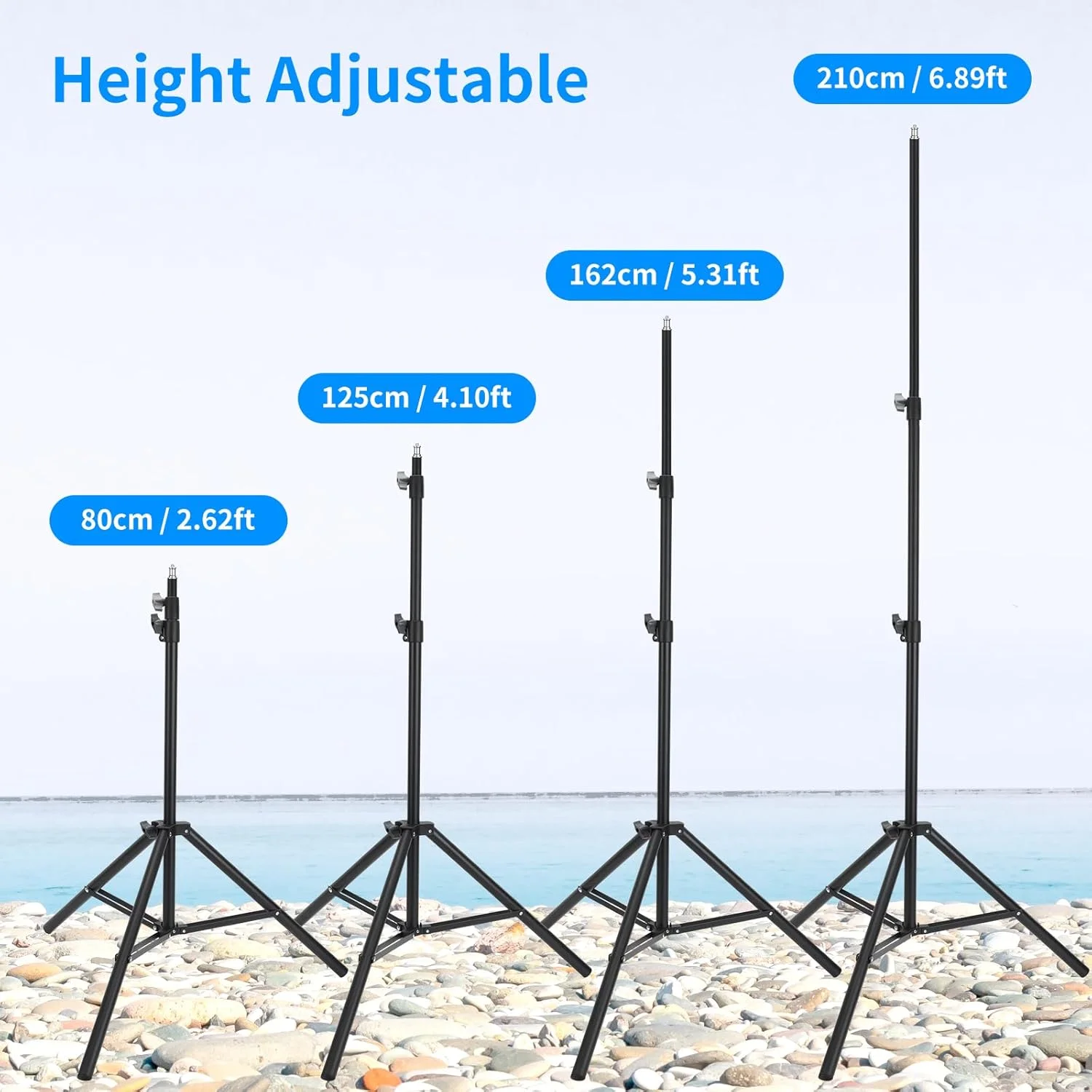 پایه نور عکاسی آلومینیومی قابل تنظیم 2 عددی، سه پایه نور قابل حمل، برای نورپردازی اسپیدلایت، فلاش، سافت باکس، نور استروب، دوربین، پرتره عکاسی