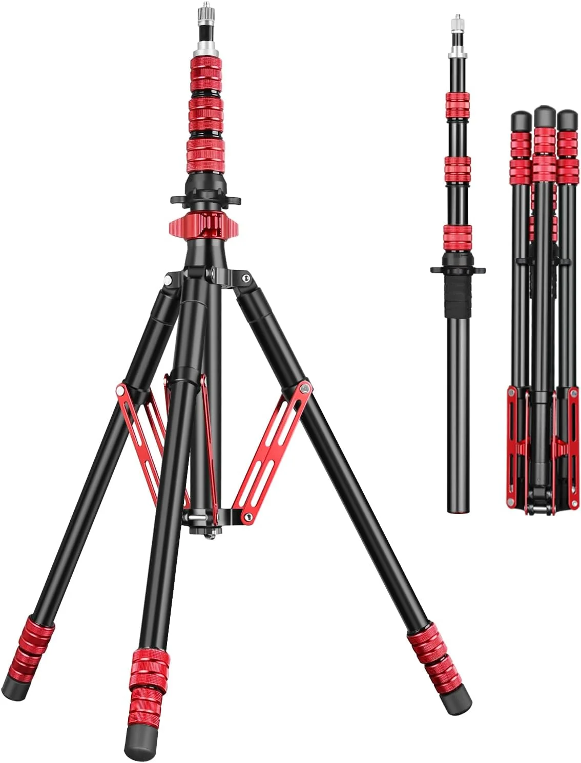 پایه نور FreeSea با کیف حمل، سه پایه عکاسی آلومینیومی 2.22 متری برای رفلکتورها، سافت باکس ها، فلاش، نورهای استروب، چترها، سه پایه نور سبک و جمع و جور