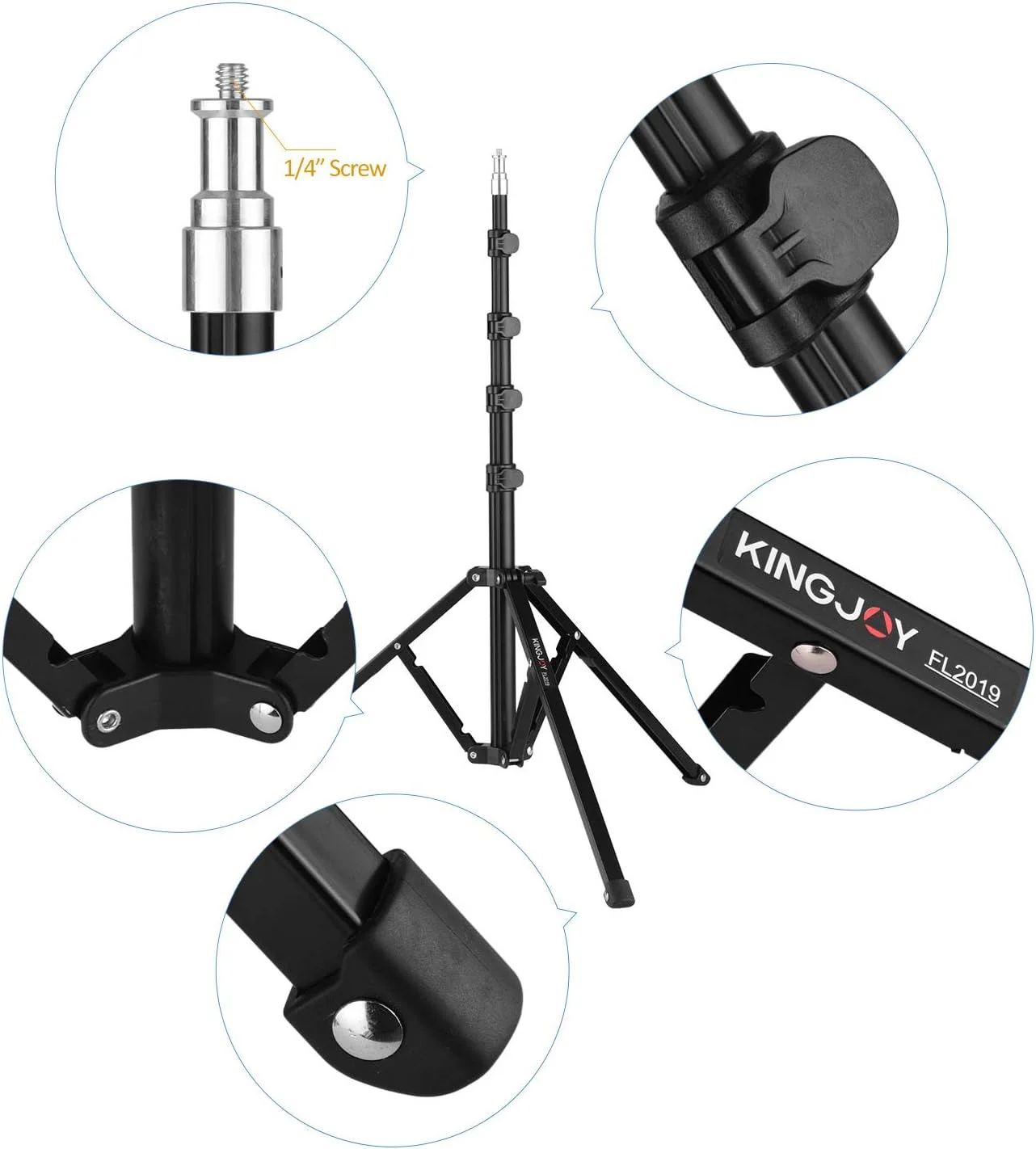 پایه نور فلزی قابل تنظیم FL2019 با ظرفیت بار 8 کیلوگرم، پیچ 1/4 اینچی، حداکثر ارتفاع 180 سانتی متر برای رفلکتور استودیویی، سافت باکس، نور ویدئویی LED، چتر پایه نور فلزی قابل تنظیم FL2019 با ظرفیت بار 8 کیلوگرم، پیچ 1/4 اینچی، حداکثر ارتفاع 180 سانتی متر برای رفلکتور استودیویی، سافت باکس، نور ویدئویی LED، چتر