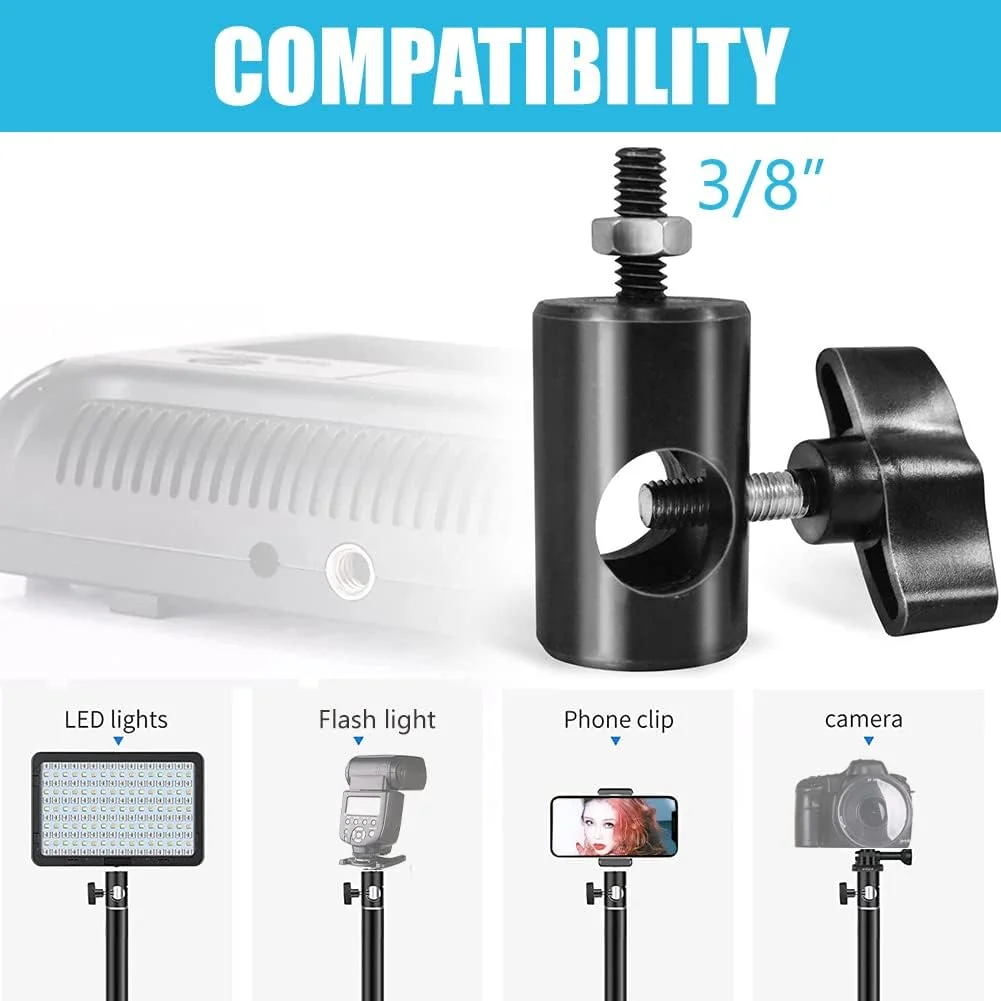 تبدیل سریع آداپتور مادگی PYXEL STUDIO با پیچ 3/8 اینچی، آداپتور چند منظوره پایه نور، مناسب برای نور LED، پایه دوربین، میکروفون، بازوی بوم، عکاسی