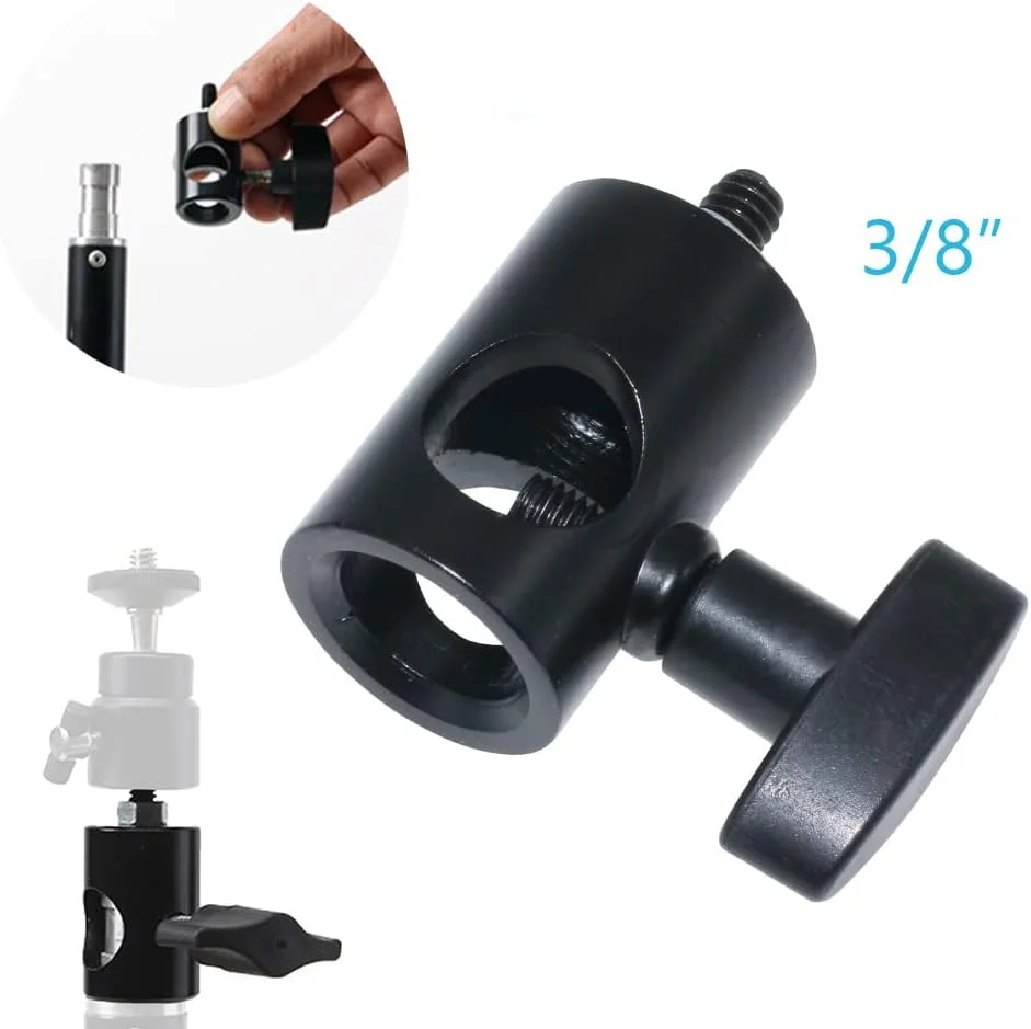 تبدیل سریع آداپتور مادگی PYXEL STUDIO با پیچ 3/8 اینچی، آداپتور چند منظوره پایه نور، مناسب برای نور LED، پایه دوربین، میکروفون، بازوی بوم، عکاسی