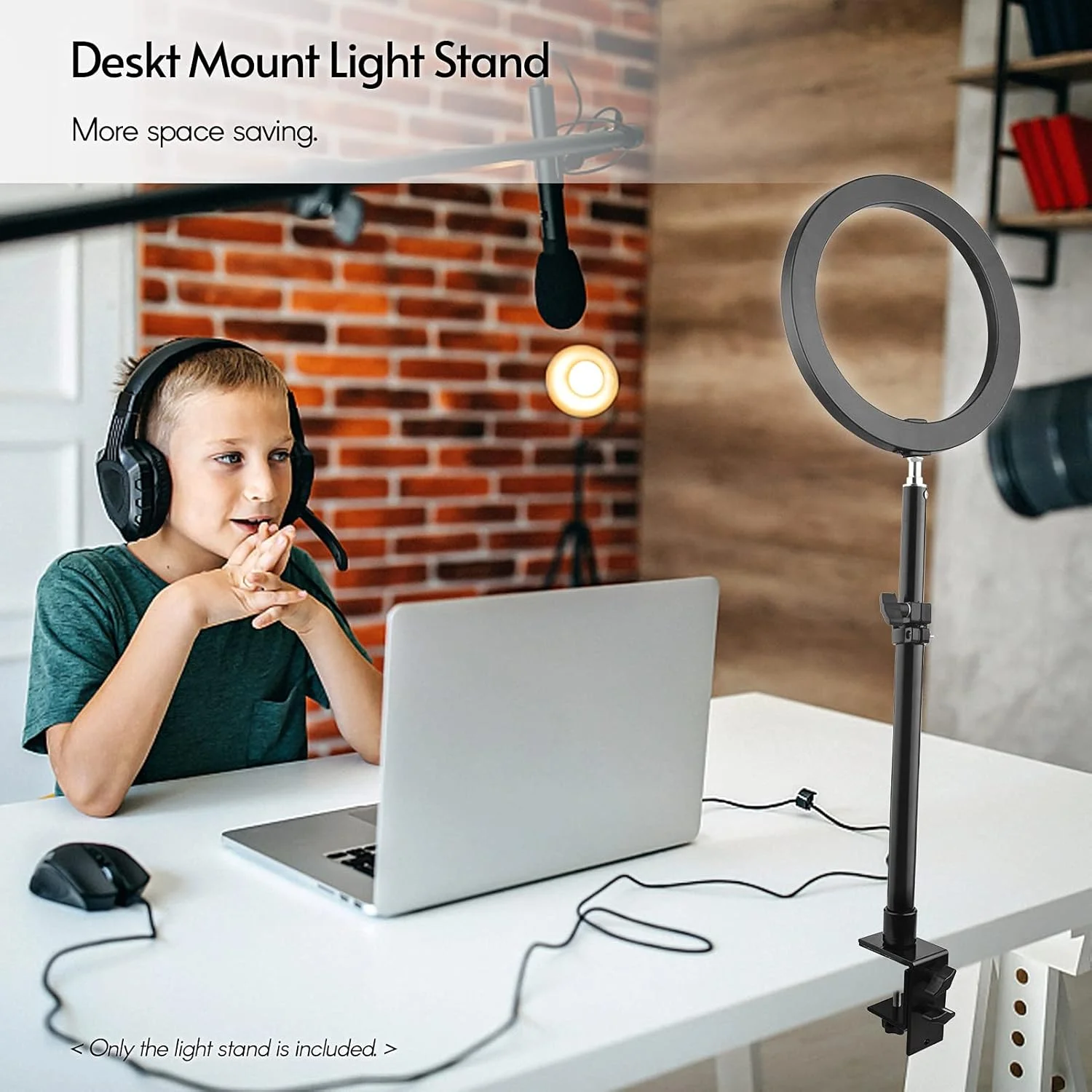 پایه نگهدارنده نور رومیزی گیره ای C شکل 2 عددی، پایه فلزی رومیزی با پیچ 1/4 اینچی، پایه براکت رومیزی قابل تنظیم 36 تا 60 سانتی متری برای دوربین DSLR، رینگ لایت، مانیتور ویدئویی، میکروفون