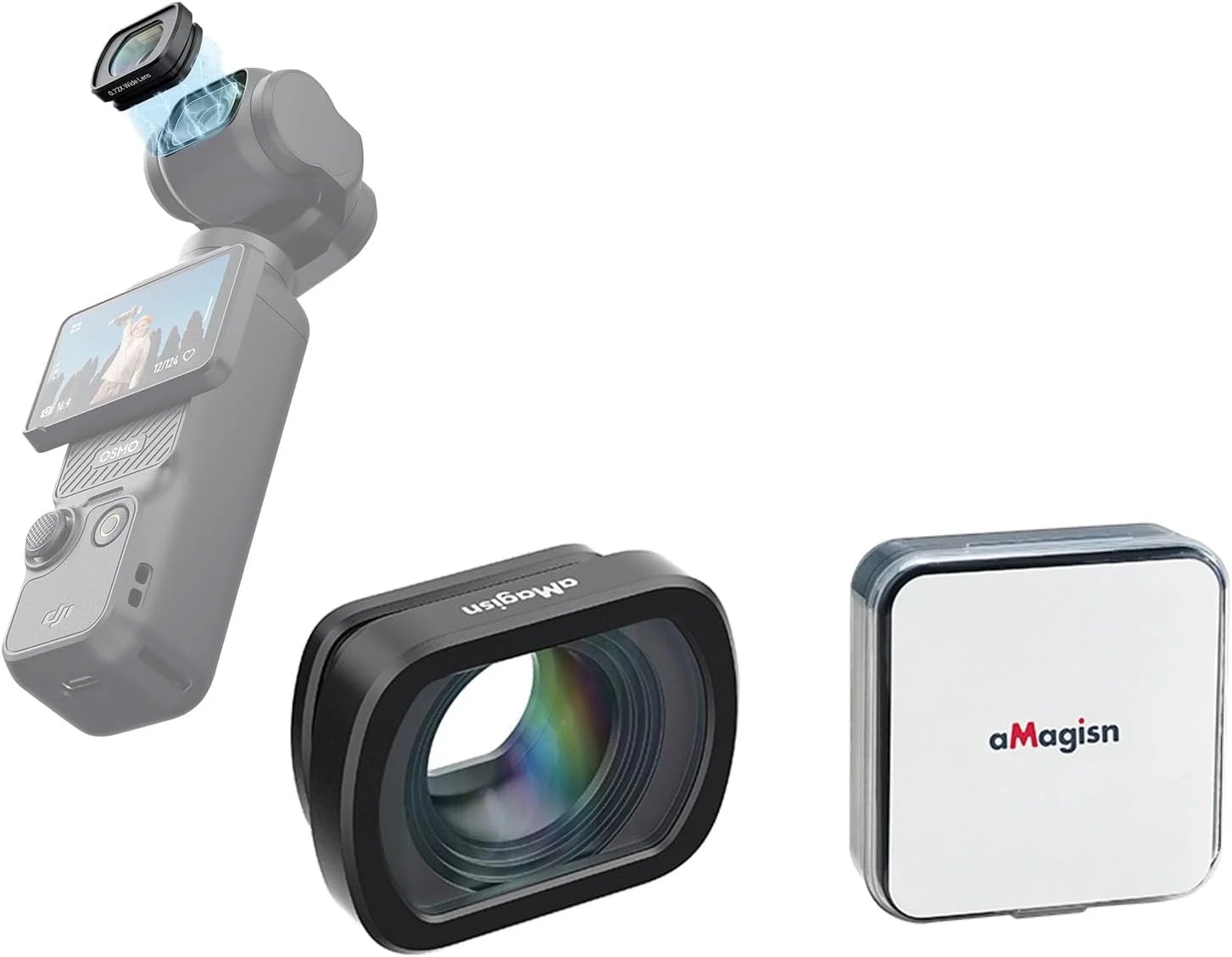 لنز اتصال مغناطیسی سازگار با DJI OSMO Pocket 3 لنز زاویه باز/لنز ماکرو لوازم جانبی ترکیبی سازنده اتصال مغناطیسی شیشه نوری چند لایه (لنز ماکرو)