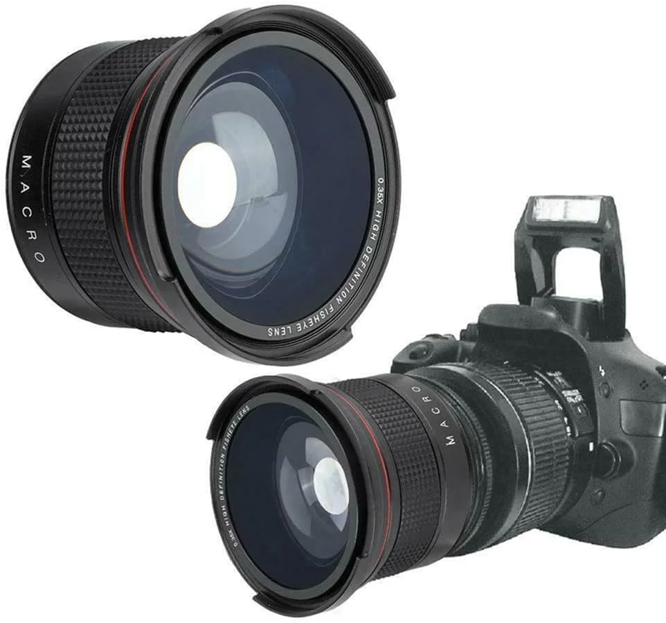 لنز فیش آی ماکرو جداشدنی 2 در 1 58 میلی متری 0.35X با پوشش چند لایه و زاویه دید عریض جایگزین لنز دوربین های SLR DSLR کانن