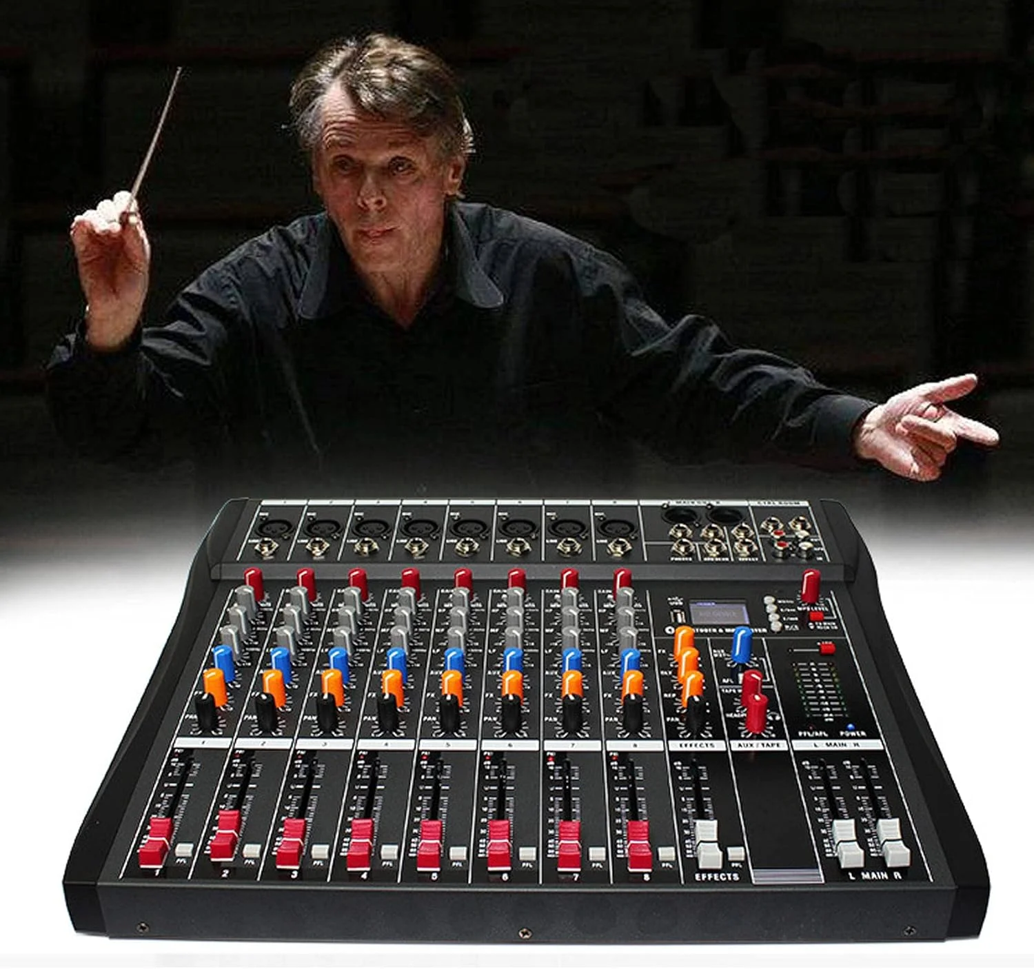 میکسر صدا حرفه ای ADORZ ABS با افکت ریورب DSP، تقویت کننده صوتی استودیویی زنده، ایده آل برای استیج، اجراهای زنده و کارائوکه (8 کانال)