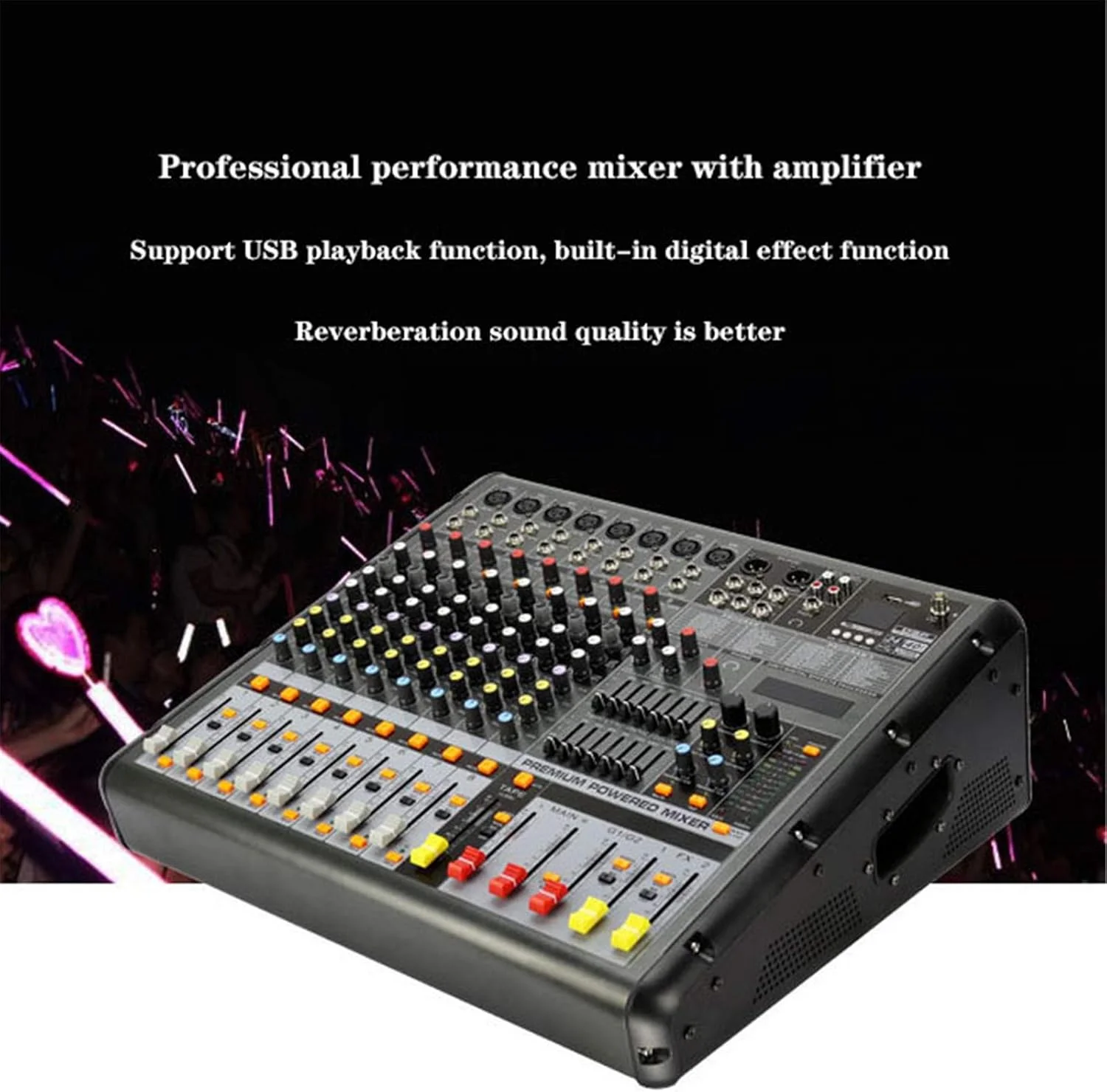 میکسر استودیویی AGAATI، میکسر DJ هشت کاناله با افکت های DSP 24 بیتی و فانتوم پاور 48 ولت برای ضبط استودیویی، پخش زنده، DJ و کارائوکه