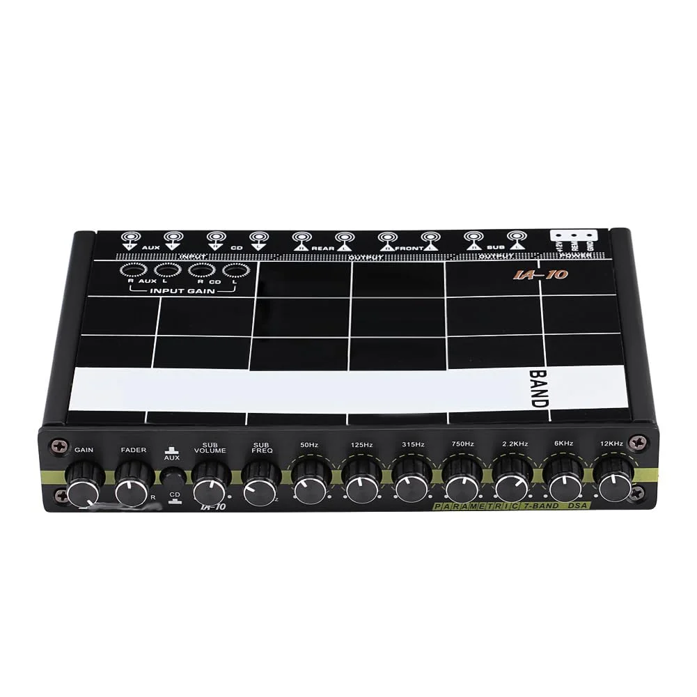 اکولایزر گرافیکی حرفه ای پیشرفته برای سیستم صوتی خودرو، کلاس EQ، تیونر استریو صوتی خودرو، 7 باند سفارشی سازی صدا با ورودی کمکی 3.5 میلی متری