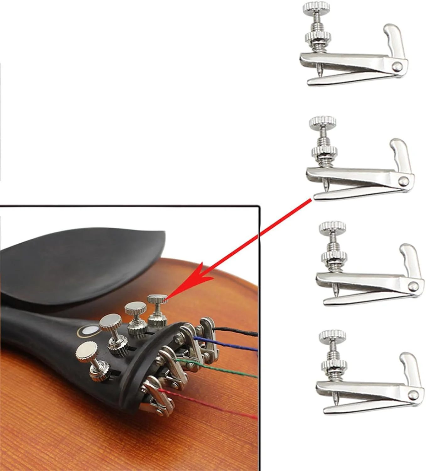 4 عدد تنظیم کننده سیم ویولن، پیچ تنظیم کننده، لوازم جانبی سازهای زهی ویولن