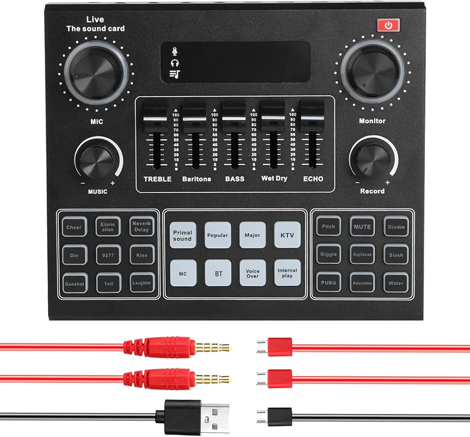 میکسر صوتی کارت صدای زنده V9 با افکت های صوتی، مناسب پخش زنده، ضبط صدا، خوانندگی در شبکه های اجتماعی، سازگار با تلفن و لپ تاپ