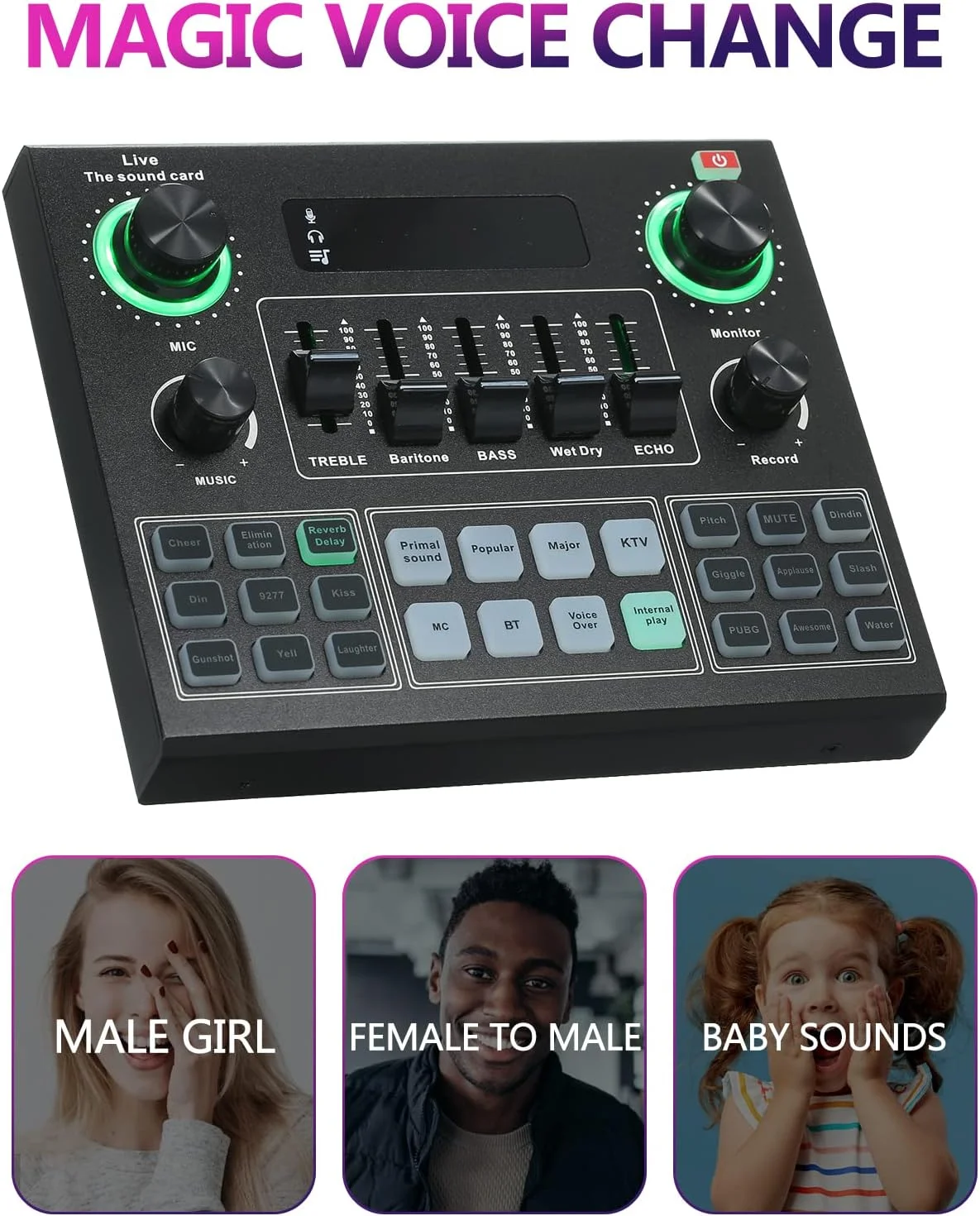 کارت صدای زنده V9، میکسر صوتی همراهی BT کارت صدای زنده V9 با جلوه های صوتی، پخش زنده، ضبط شبکه، آواز خواندن روی تلفن، لپ تاپ