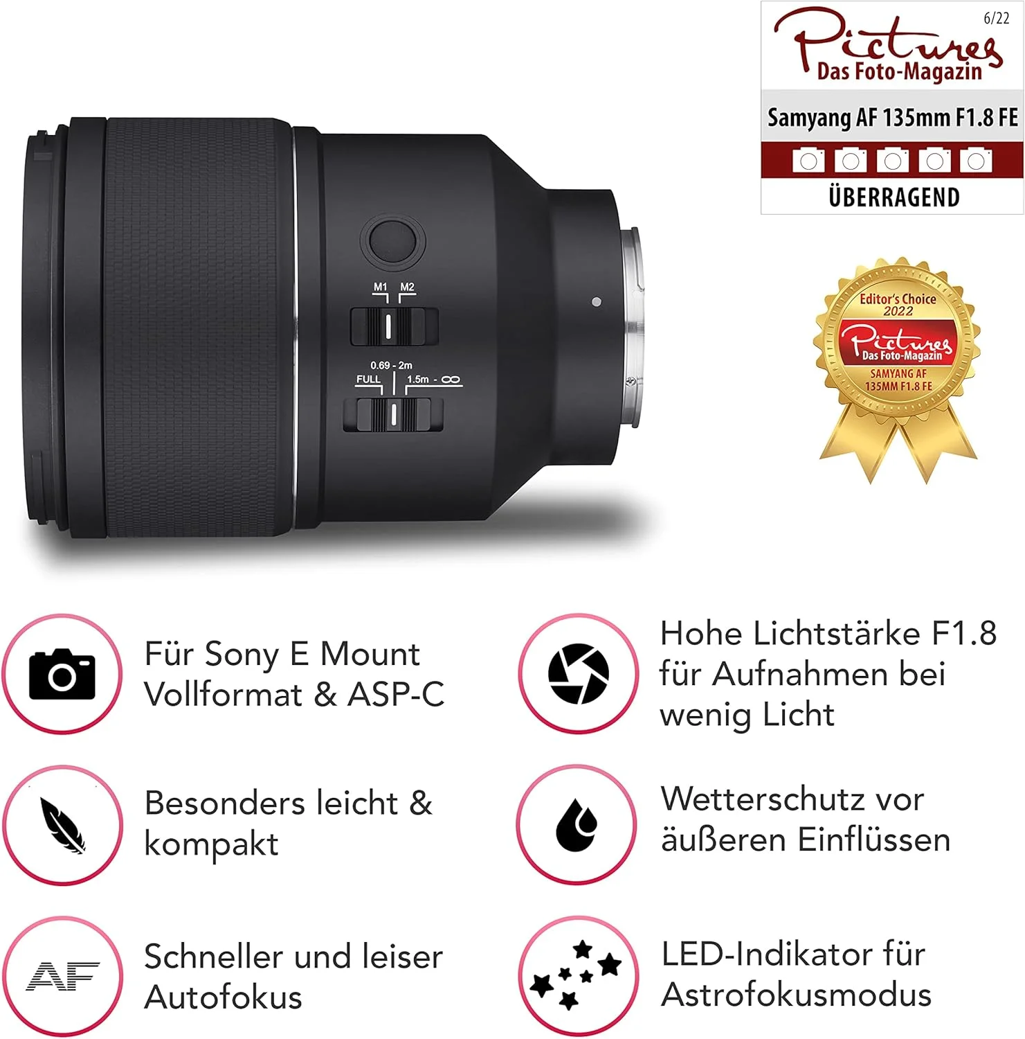 لنز تلهفوتو 135mm F1.8 با فوکوس خودکار Samyang AF برای Sony FE لنز تلهفوتو 135mm F1.8 با فوکوس خودکار Samyang AF برای Sony FE