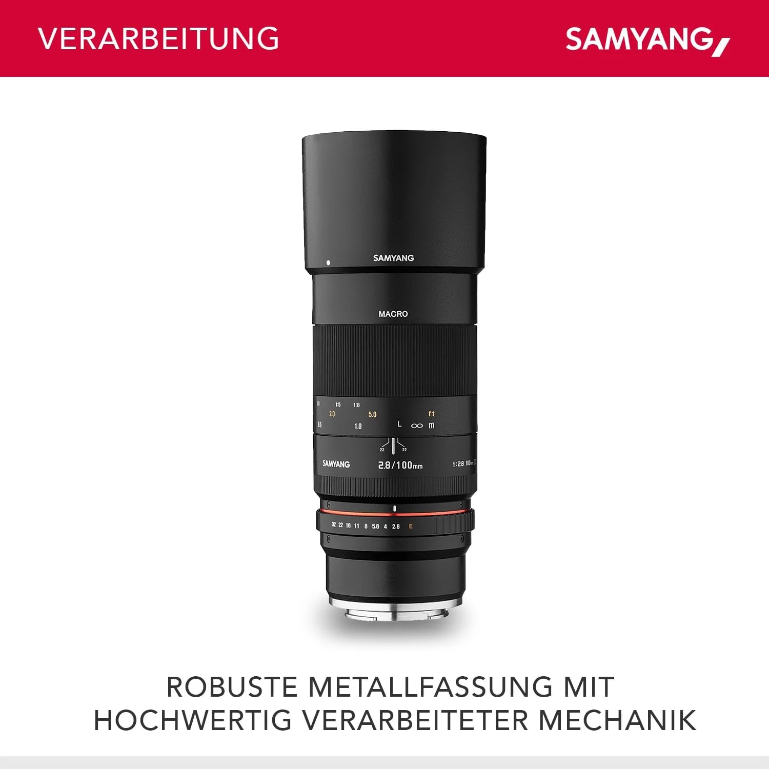 لنز 100 میلیمتری ماکرو F2.8 Samyang برای دوربین فوجی X مشکی لنز 100 میلیمتری ماکرو F2.8 Samyang برای دوربین فوجی X مشکی