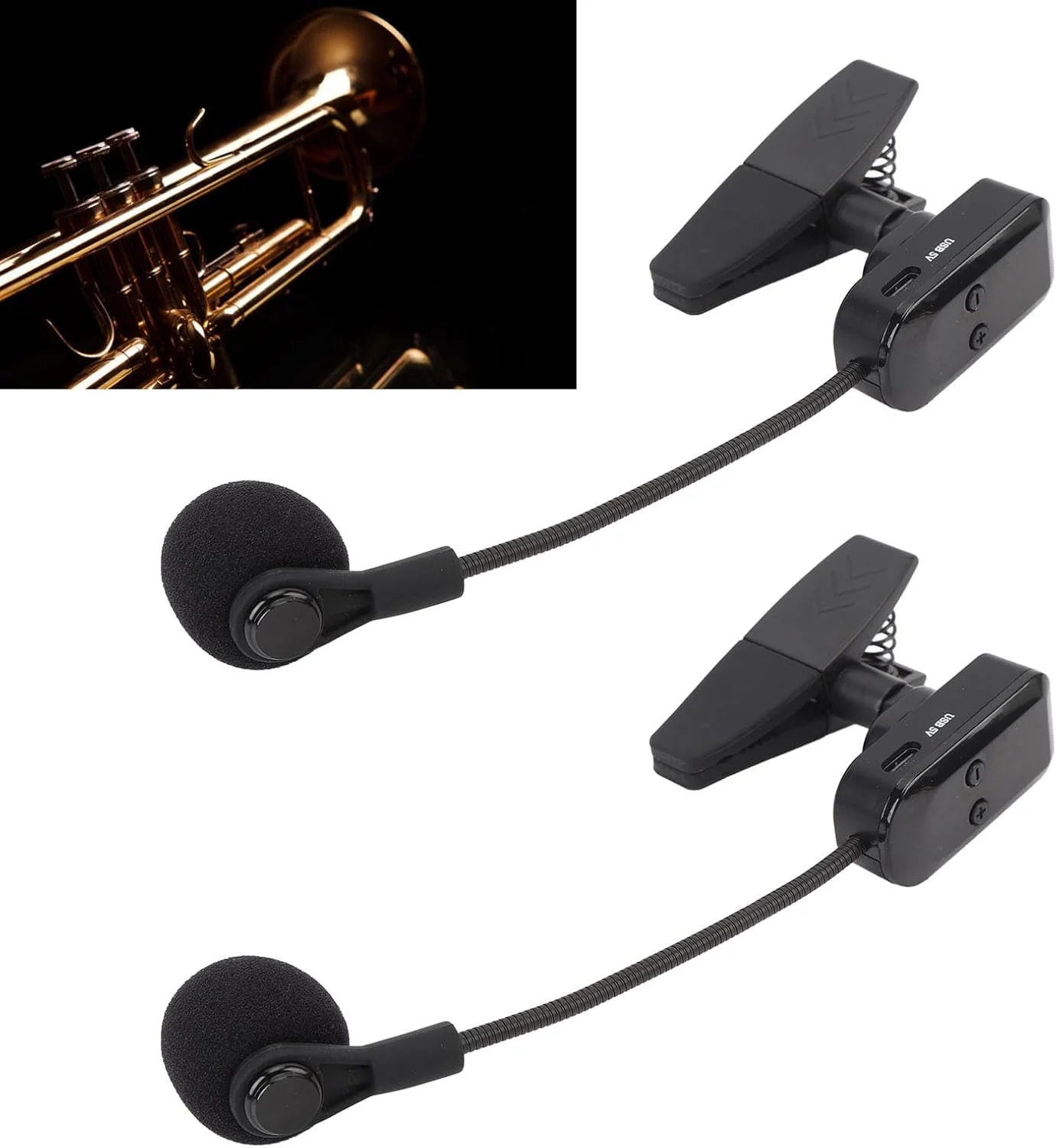 میکروفون بی سیم 2.4G برای ساکسیفون، میکروفون سازهای موسیقی با صدای HiFi، برای استفاده در فضای باز و داخلی ساکسیفون، ترومپت، کلارینت