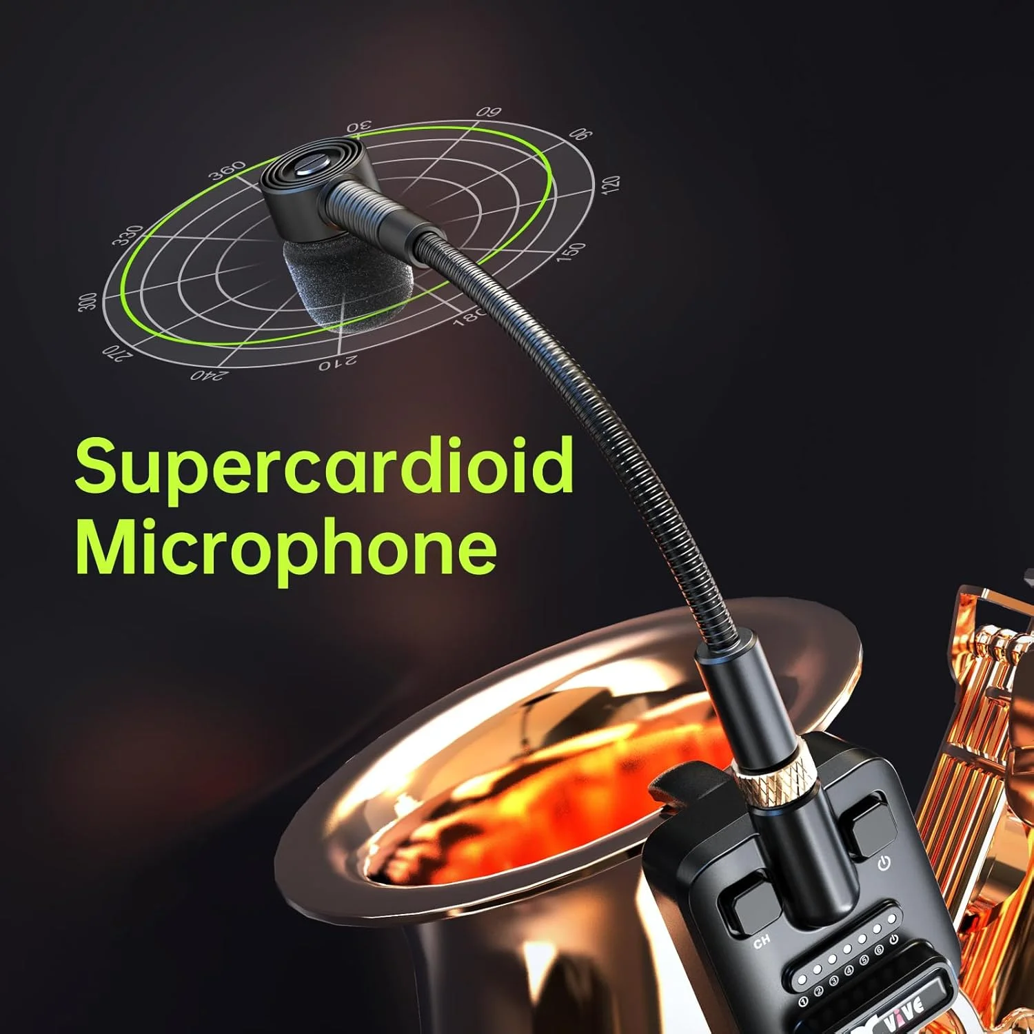 سیستم میکروفون بی سیم Xvive U7 برای ساکسیفون، میکروفون بی سیم 2.4 گیگاهرتز برای ساکسیفون، ترومپت، ترومبون و سازهای بادی برنجی