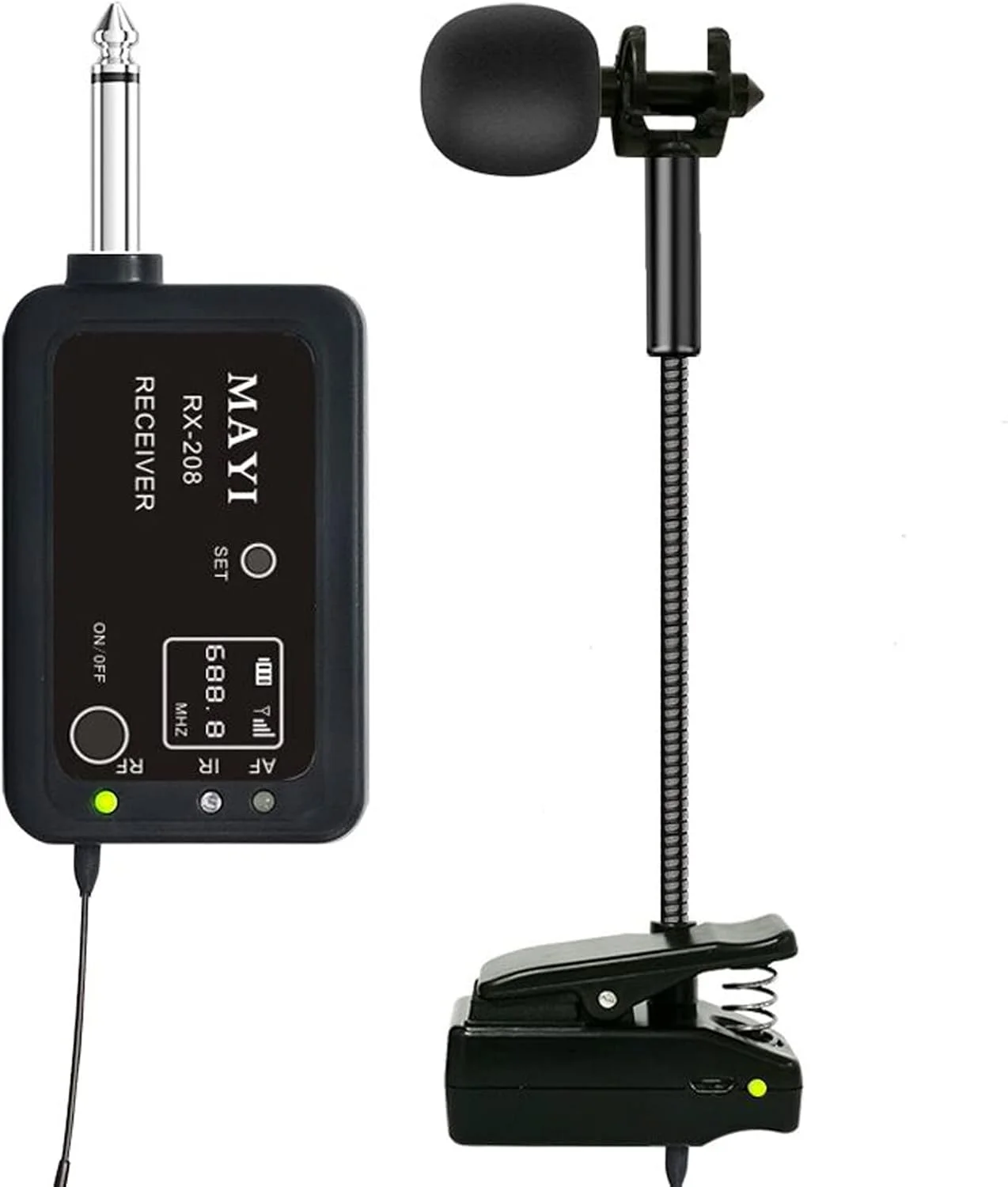 میکروفون سازهای بادی بی سیم UHF، میکروفون بی سیم UHF برای سازها، مجموعه فرستنده و گیرنده میکروفون ساکسیفون، اتصال آسان برای ترومپت و ترومبون