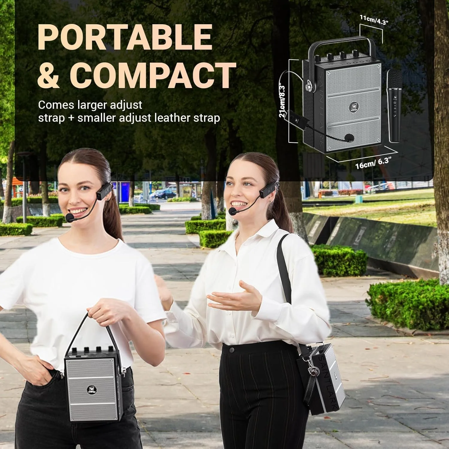 تقویت کننده صدای بی سیم قدرتمند 60 واتی WinBridge با میکروفون های دستی و هدست، سیستم PA قابل حمل با جلوه های صوتی، بلندگوی کارائوکه و سیستم S97 تقویت کننده صدای بی سیم قدرتمند 60 واتی WinBridge با میکروفون های دستی و هدست، سیستم PA قابل حمل با جلوه های صوتی، بلندگوی کارائوکه و سیستم S97