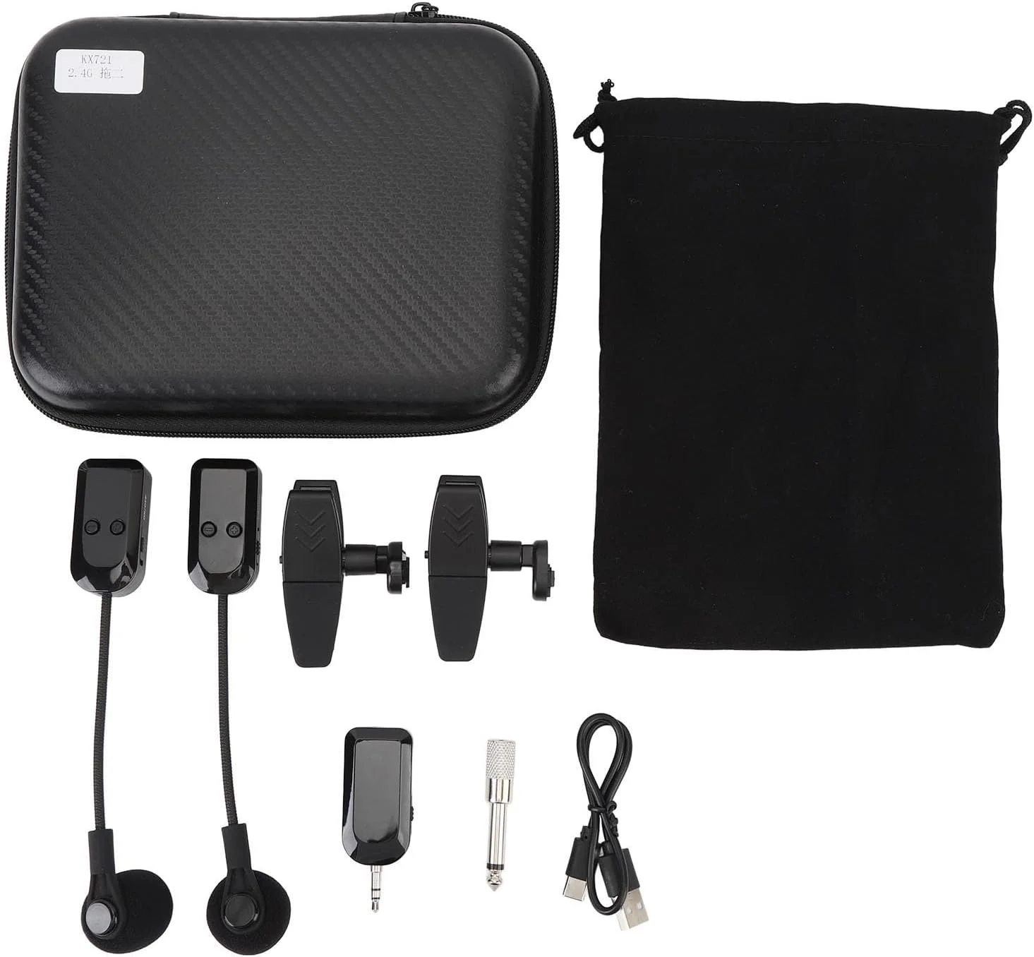 سیستم میکروفون بی سیم ساکسیفون، چرخش 360 درجه، پیکاپ 2.4G مناسب برای سازهای بادی برنجی، کیفیت صدای HiFi، سیگنال پایدار برای استفاده در محیط های داخلی و خارجی با جعبه شارژ