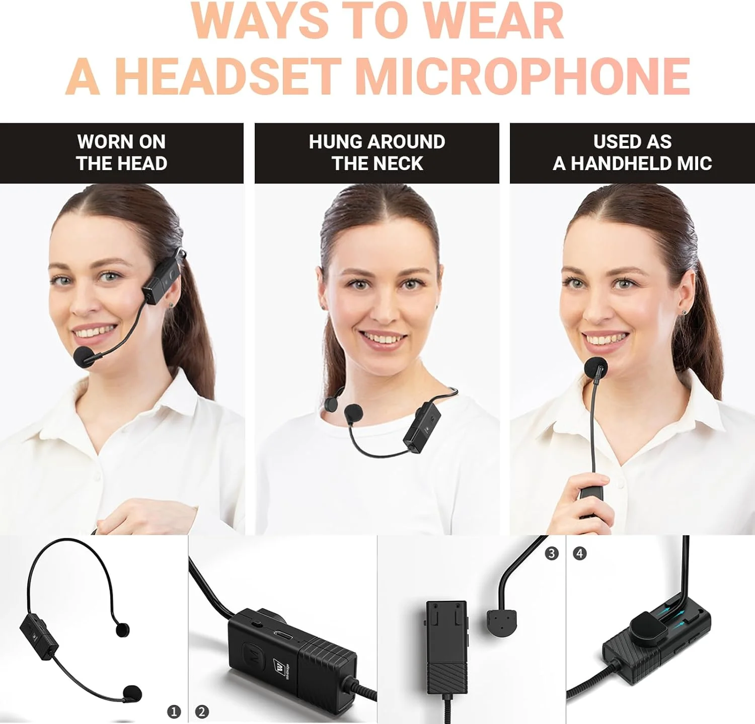 تقویت کننده صدای بی سیم قدرتمند 60 واتی WinBridge با میکروفون های دستی و هدست، سیستم PA قابل حمل با جلوه های صوتی، بلندگوی کارائوکه و سیستم S97 تقویت کننده صدای بی سیم قدرتمند 60 واتی WinBridge با میکروفون های دستی و هدست، سیستم PA قابل حمل با جلوه های صوتی، بلندگوی کارائوکه و سیستم S97