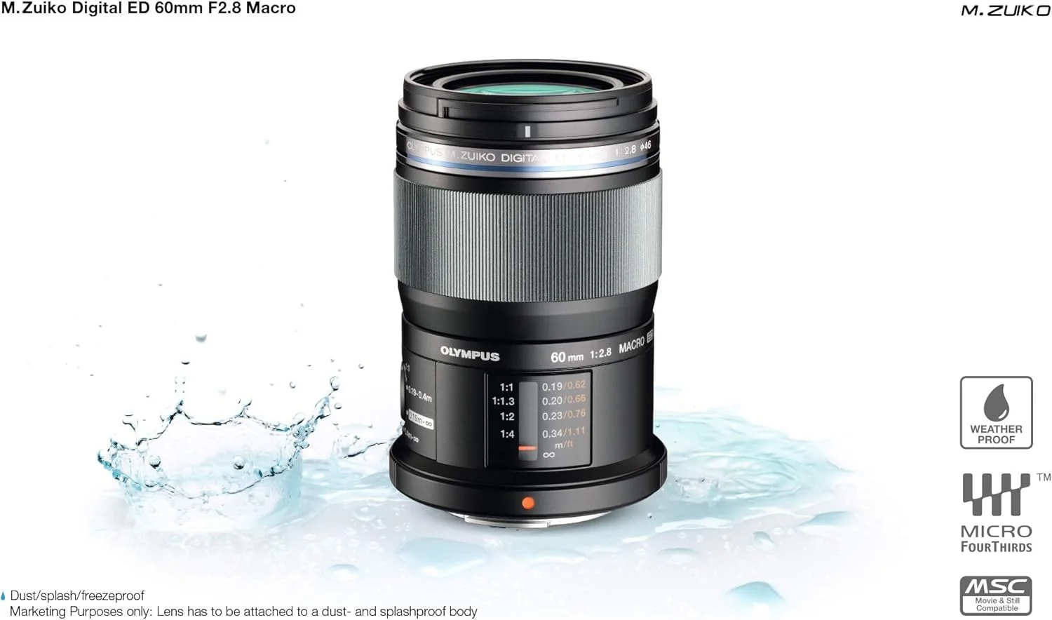 لنز ماکرو المپوس M.Zuiko ED 60 mm f/2.8 مقاوم در برابر شرایط آب و هوایی لنز ماکرو المپوس M.Zuiko ED 60 mm f/2.8 مقاوم در برابر شرایط آب و هوایی