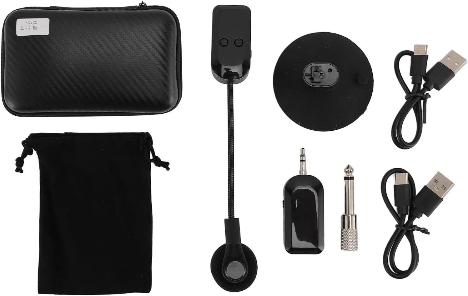 میکروفون پیکاپ ساز بی سیم 2.4G، مناسب برای سازهای بادی برنجی، چرخش 360 درجه، با پایه مکنده ضد ضربه، کیفیت صدای HiFi، برای گیتار ویولن آکاردئون ویولن سل