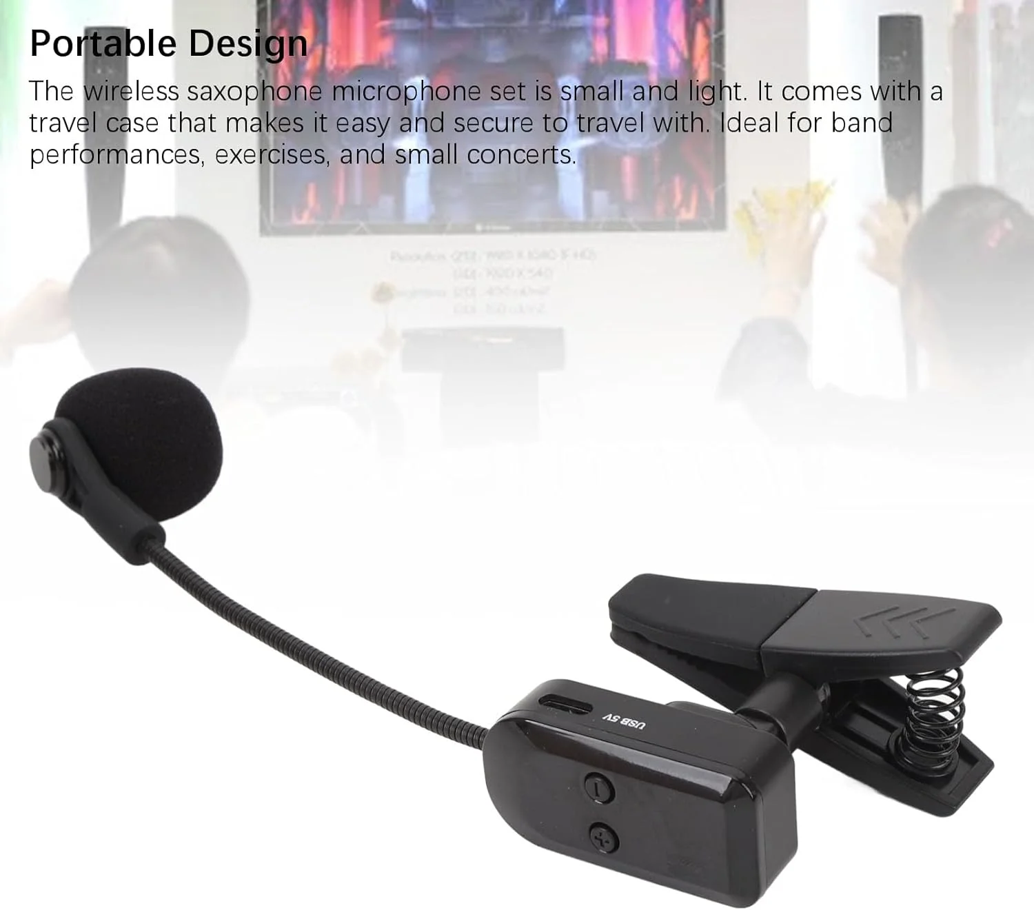 سیستم میکروفون بی سیم ساکسیفون، میکروفون روی ساز با برد 40 متری، میکروفون برنجی Plug and Play برای اجراهای گروهی، اجراهای فضای باز، ضبط سیستم میکروفون بی سیم ساکسیفون، میکروفون روی ساز با برد 40 متری، میکروفون برنجی Plug and Play برای اجراهای گروهی، اجراهای فضای باز، ضبط