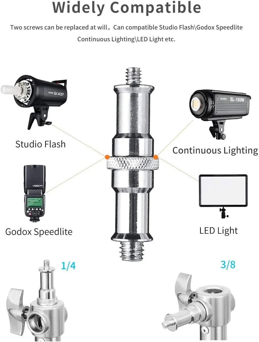 پایه نور استیل ضد زنگ eWINNER، 280 سانتی متر، مقاوم با آداپتور یونیورسال 1/4 اینچ به 3/8 اینچ برای سافت باکس استودیویی، فلاش مونو لایت و سایر تجهیزات عکاسی