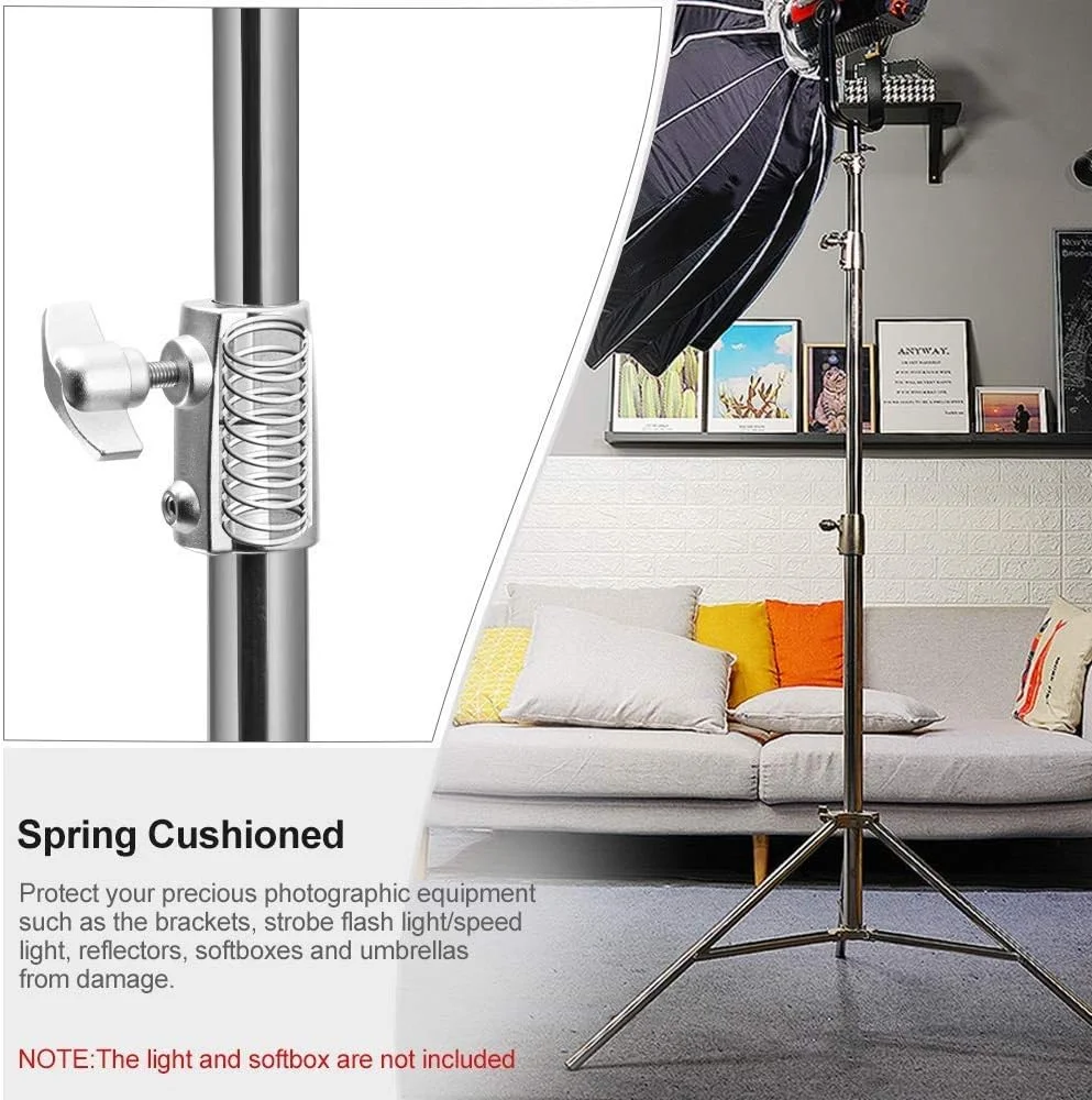 پایه نور استیل ضد زنگ eWINNER، 280 سانتی متر، مقاوم با آداپتور یونیورسال 1/4 اینچ به 3/8 اینچ برای سافت باکس استودیویی، فلاش مونو لایت و سایر تجهیزات عکاسی