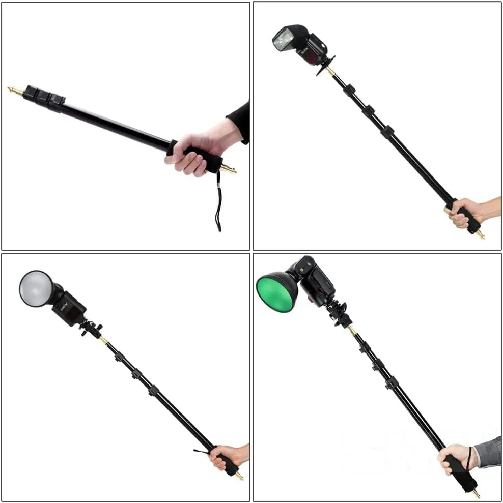 میله تلسکوپی دستی eWINNER برای عکاسی با فلاش، 21-63/55-160 سانتی‌متر، به همراه کیف حمل، میله بوم نور قابل حمل با رزوه نری 1/4 اینچی برای فلاش Witstro AD180 AD360 AD200pro AD200pro II