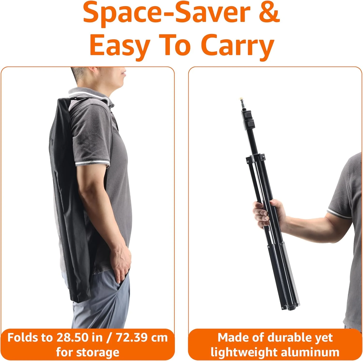 پایه سه پایه آلومینیومی نورپردازی آمازون با کیف - 0.8 تا 2.1 متر، مشکی