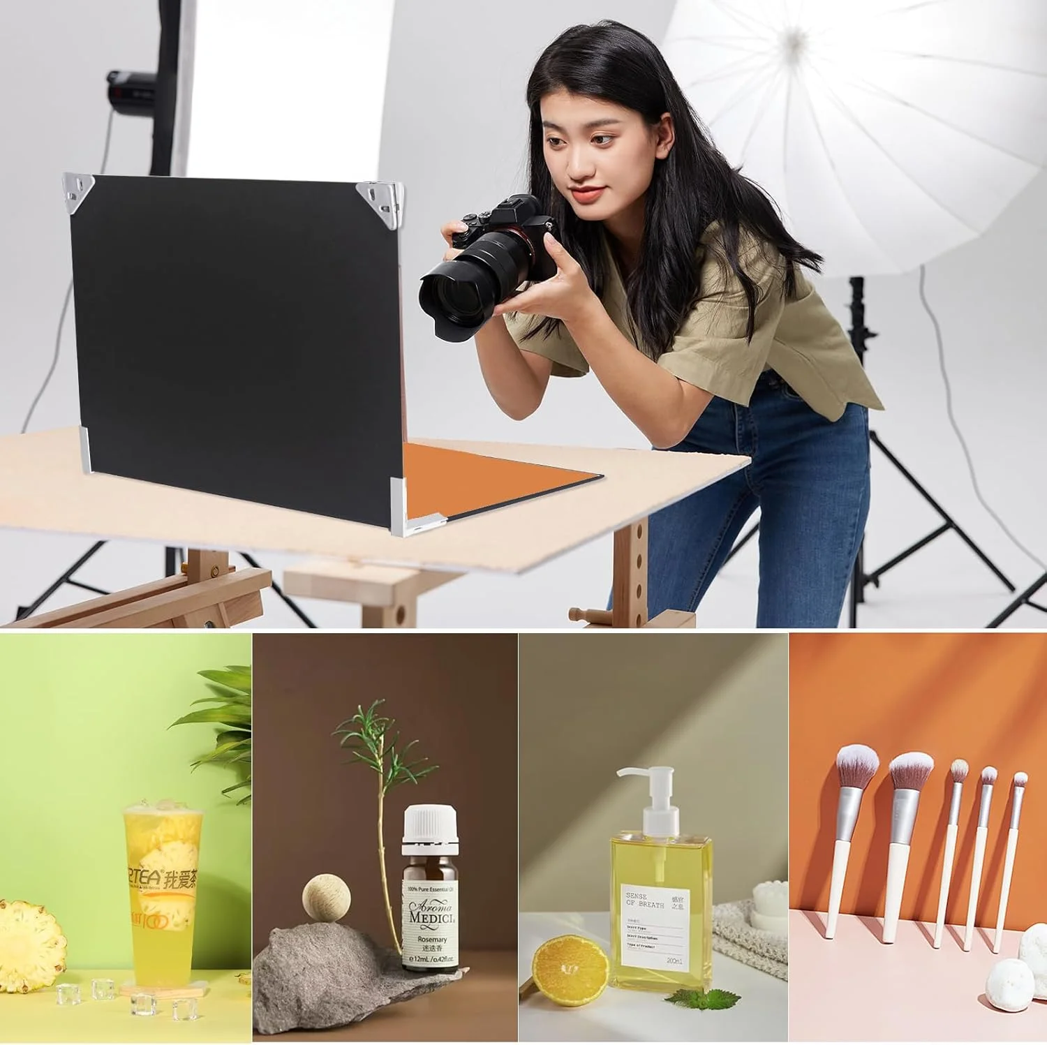 پس زمینه های عکس برای عکاسی از محصولات کوچک: تخته های پس زمینه رومیزی برای جواهرات و غذا - کیت استودیوی عکس کوچک برای تولیدکنندگان محتوای UGC (12 عدد / 24 رنگ، تخته 16x11.5 اینچ)