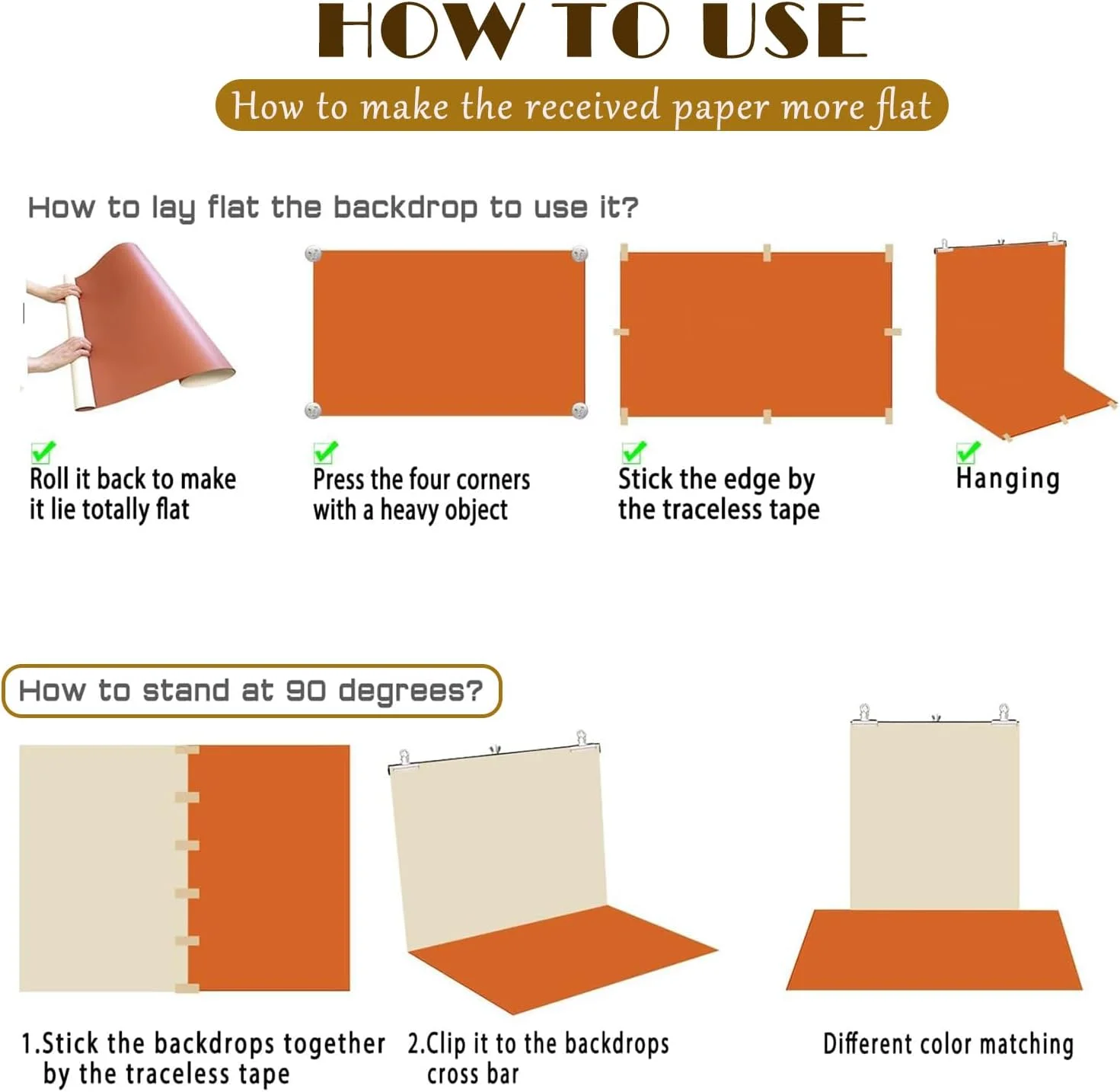 ۸ عدد کاغذ پس زمینه عکاسی رومیزی با ۱۶ طرح مختلف به همراه پایه، مناسب عکاسی از محصولات کوچک، دو رو، ابعاد ۵۵x۸۵ سانتی متر، بدون درز، مناسب برای عکاسی از غذا، جواهرات و لوازم آرایشی