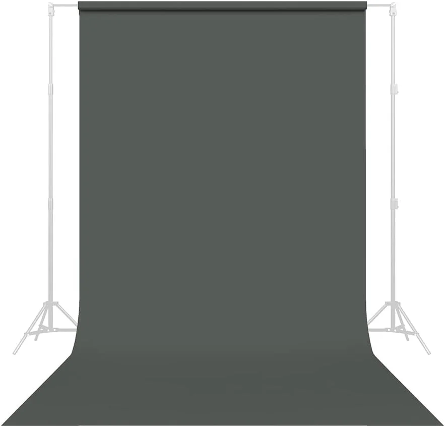 پس زمینه عکاسی کاغذی بدون درز - رنگ شماره 27 خاکستری تندری، اندازه 218 سانتی متر عرض در 11 متر طول، پس زمینه برای ویدیوهای یوتیوب، استریم، مصاحبه ها و پرتره ها - ساخت ایالات متحده آمریکا