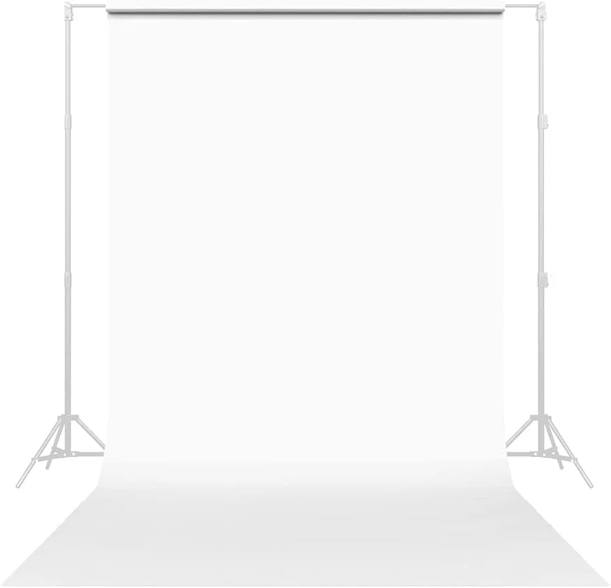 پس زمینه عکاسی کاغذی بدون درز - رنگ شماره 66 سفید خالص، اندازه 218 سانتی متر عرض در 11 متر طول، پس زمینه برای ویدیوهای یوتیوب، استریم، مصاحبه ها و پرتره ها - ساخت ایالات متحده آمریکا