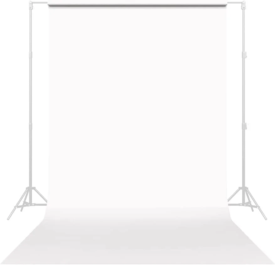 پس زمینه عکاسی کاغذی بدون درز - رنگ شماره 1 سفید عالی، اندازه 218 سانتی متر عرض در 5.5 متر طول، پس زمینه برای ویدیوهای یوتیوب، استریم، مصاحبه ها و پرتره ها - ساخت ایالات متحده آمریکا