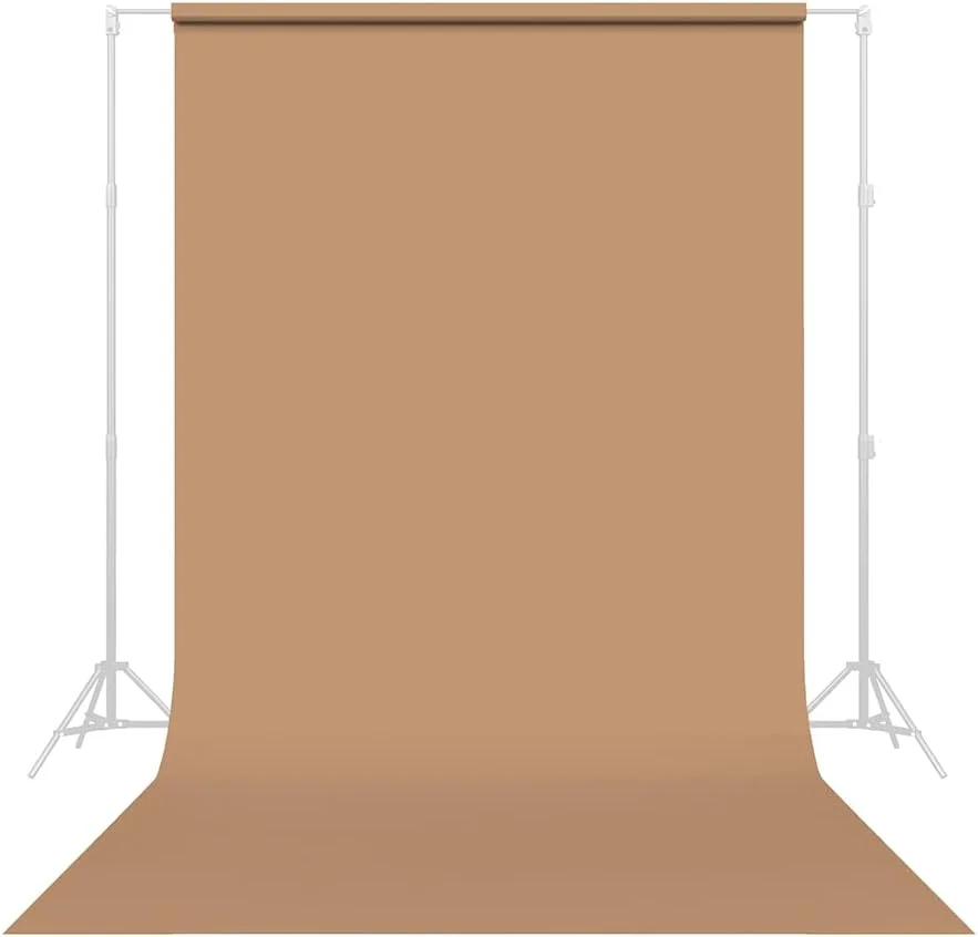 پس زمینه عکاسی کاغذی بدون درز - رنگ موکا شماره 76، اندازه 218 سانتی متر عرض در 11 متر طول، پس زمینه برای ویدیوهای یوتیوب، استریم، مصاحبه ها و پرتره ها - ساخت ایالات متحده آمریکا