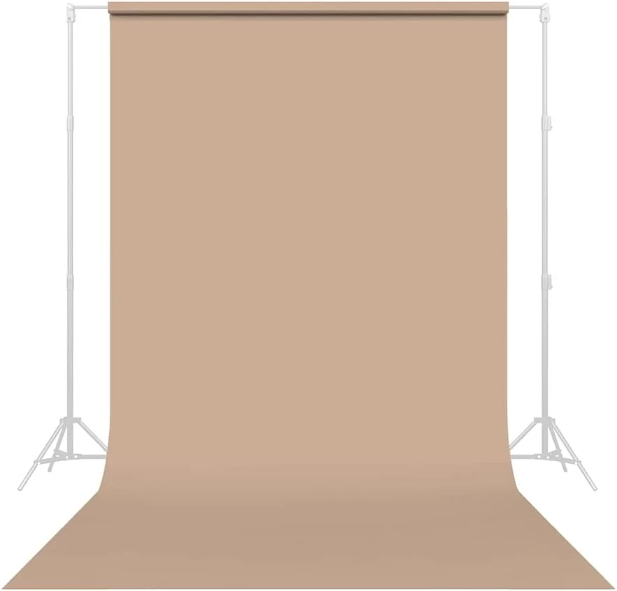 پس زمینه عکاسی کاغذی بدون درز - رنگ شماره 53 گردویی، اندازه 218 سانتی متر عرض در 11 متر طول، پس زمینه برای ویدیوهای یوتیوب، استریم، مصاحبه ها و پرتره ها - ساخت ایالات متحده آمریکا