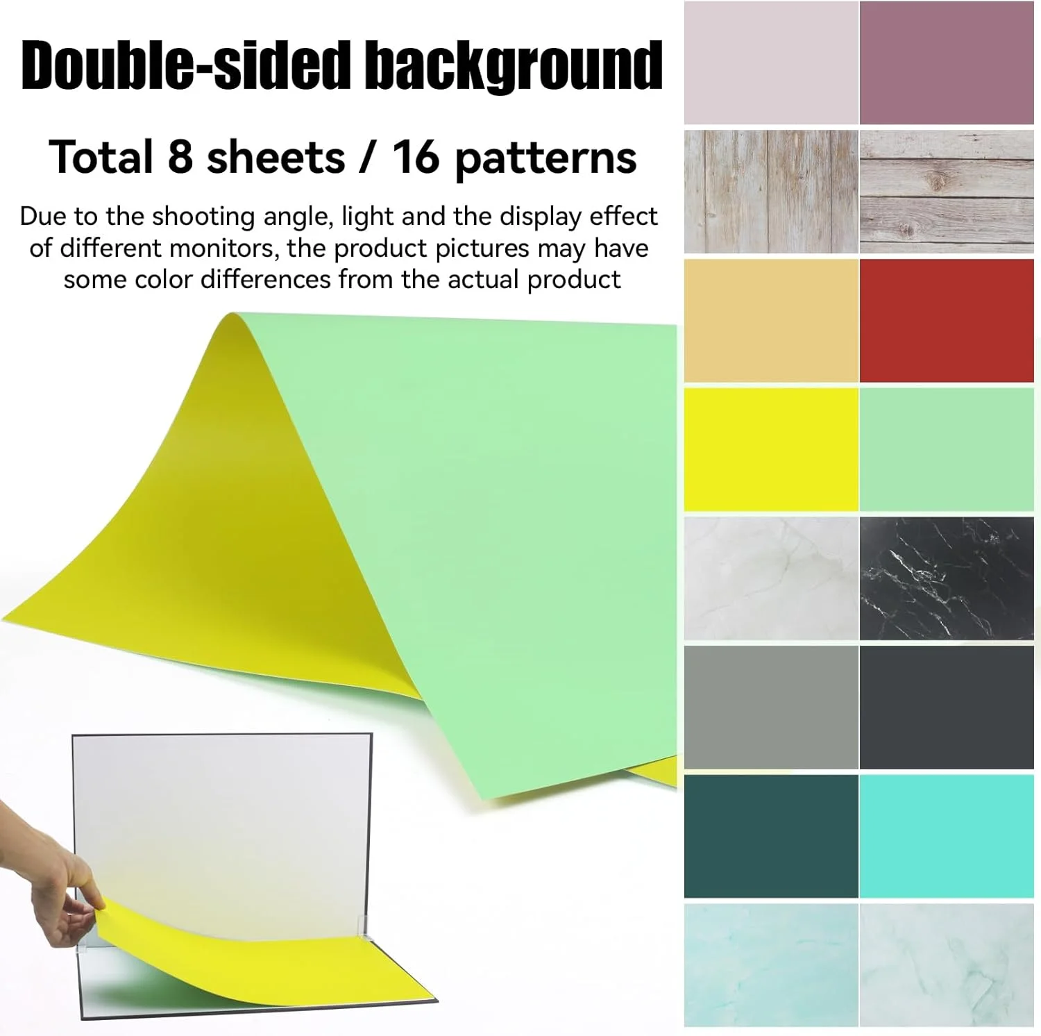 تخته پس زمینه عکاسی، پس زمینه عکاسی محصول، کیت پس زمینه غذا رومیزی 8 عددی با 16 الگو، مناسب برای غذا، جواهرات، لوازم آرایشی و سایر اقلام کوچک. (سایز کوچک 42x30 سانتی متر) تخته پس زمینه عکاسی، پس زمینه عکاسی محصول، کیت پس زمینه غذا رومیزی 8 عددی با 16 الگو، مناسب برای غذا، جواهرات، لوازم آرایشی و سایر اقلام کوچک. (سایز کوچک 42x30 سانتی متر)