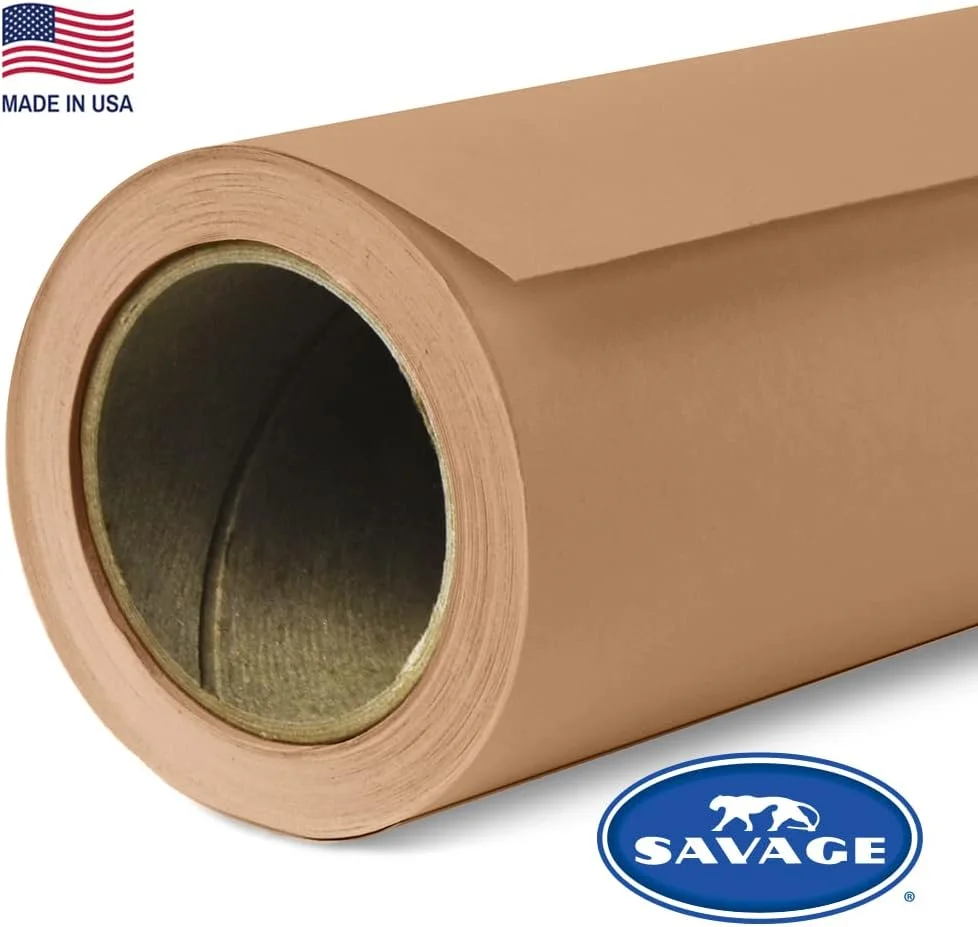 پس زمینه عکاسی کاغذی بدون درز - رنگ موکا شماره 76، اندازه 218 سانتی متر عرض در 11 متر طول، پس زمینه برای ویدیوهای یوتیوب، استریم، مصاحبه ها و پرتره ها - ساخت ایالات متحده آمریکا